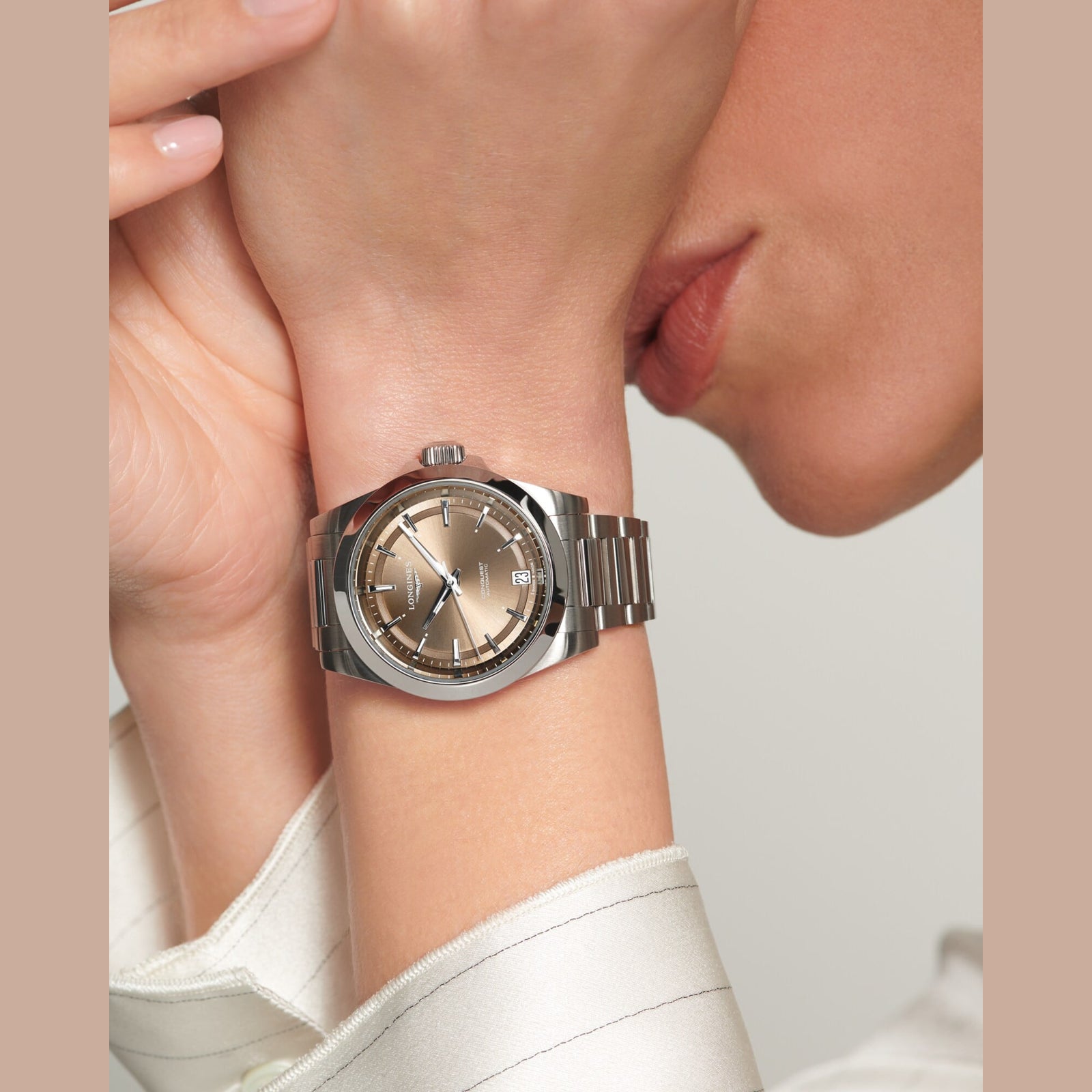 Longines L3.430.4.62.6 Conquest Sunray Brown Dial on Bracelet