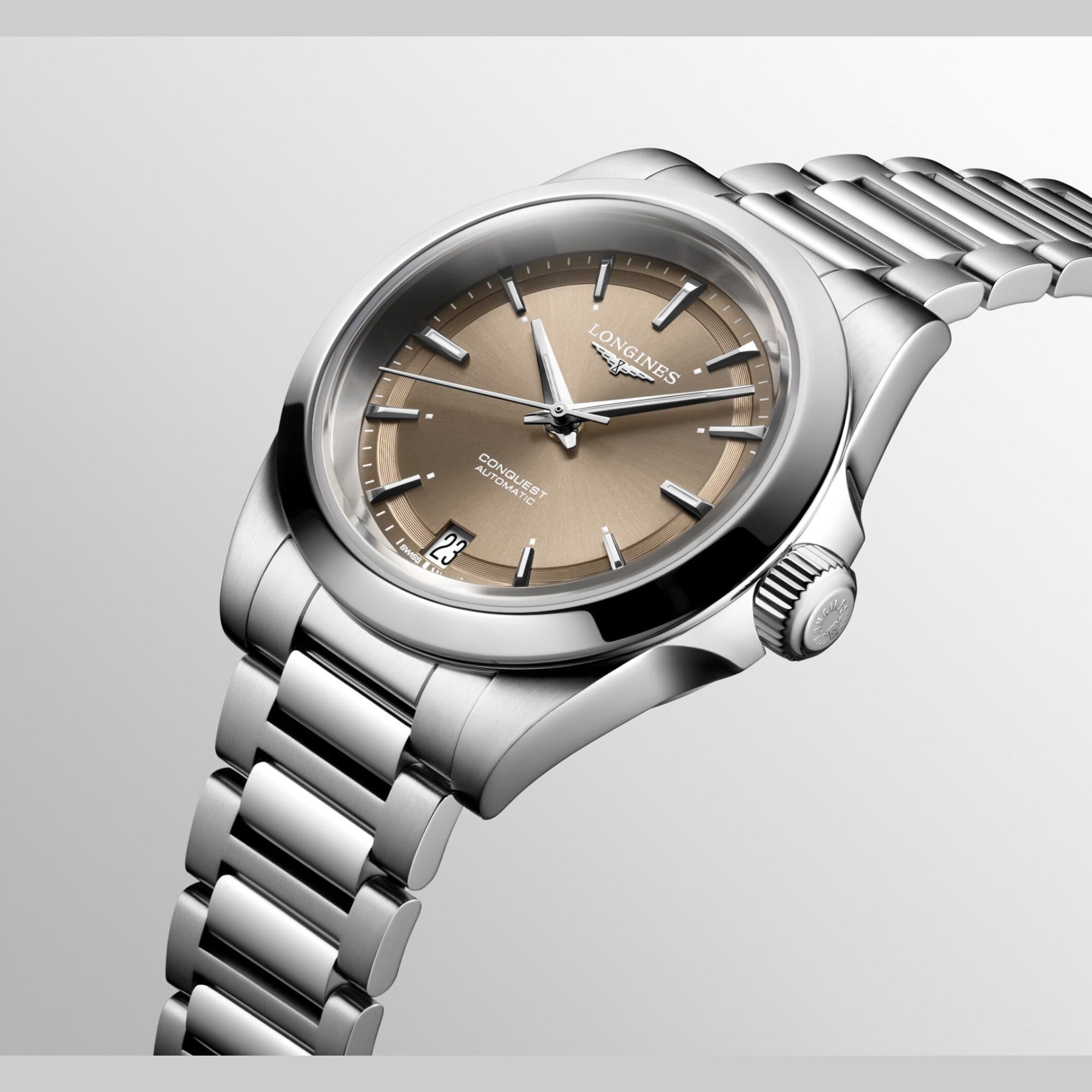Longines L3.430.4.62.6 Conquest Sunray Brown Dial on Bracelet
