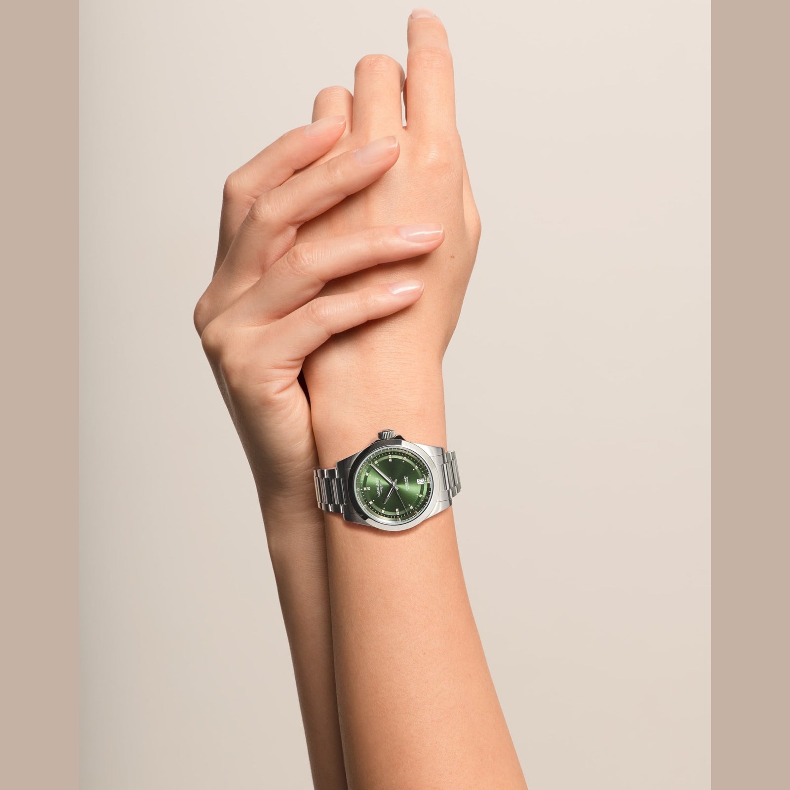 Longines L3.430.4.07.6 Conquest Sunray Green Dial on Bracelet