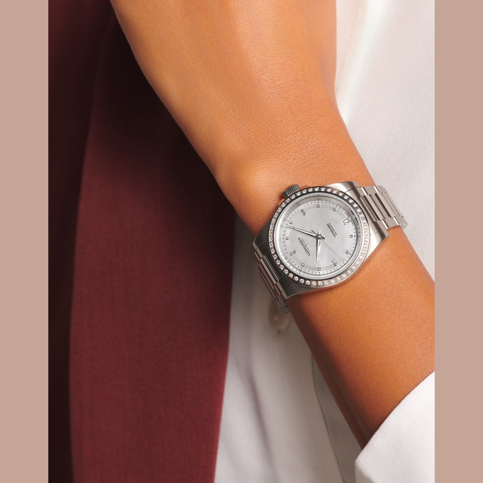 Longines Conquest 2023 L3.430.0.87.6 White Mother-of pearl Dial on Bracelet
