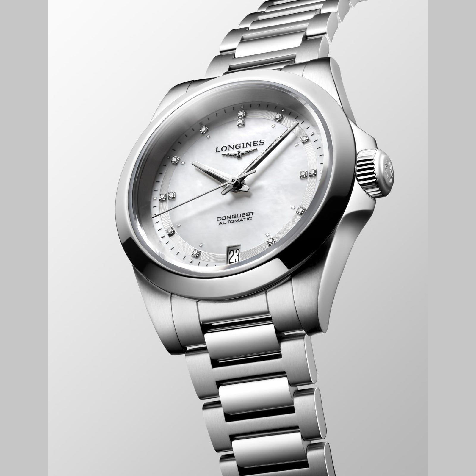 Longines L3.430.4.87.6 Conquest White Dial on Bracelet
