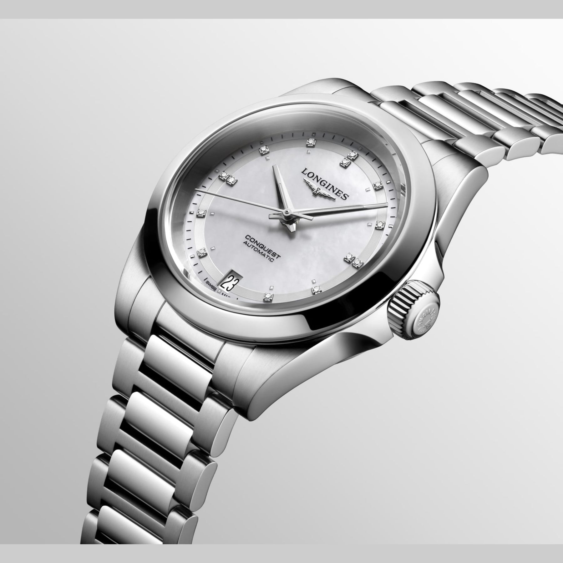 Longines L3.430.4.87.6 Conquest White Dial on Bracelet