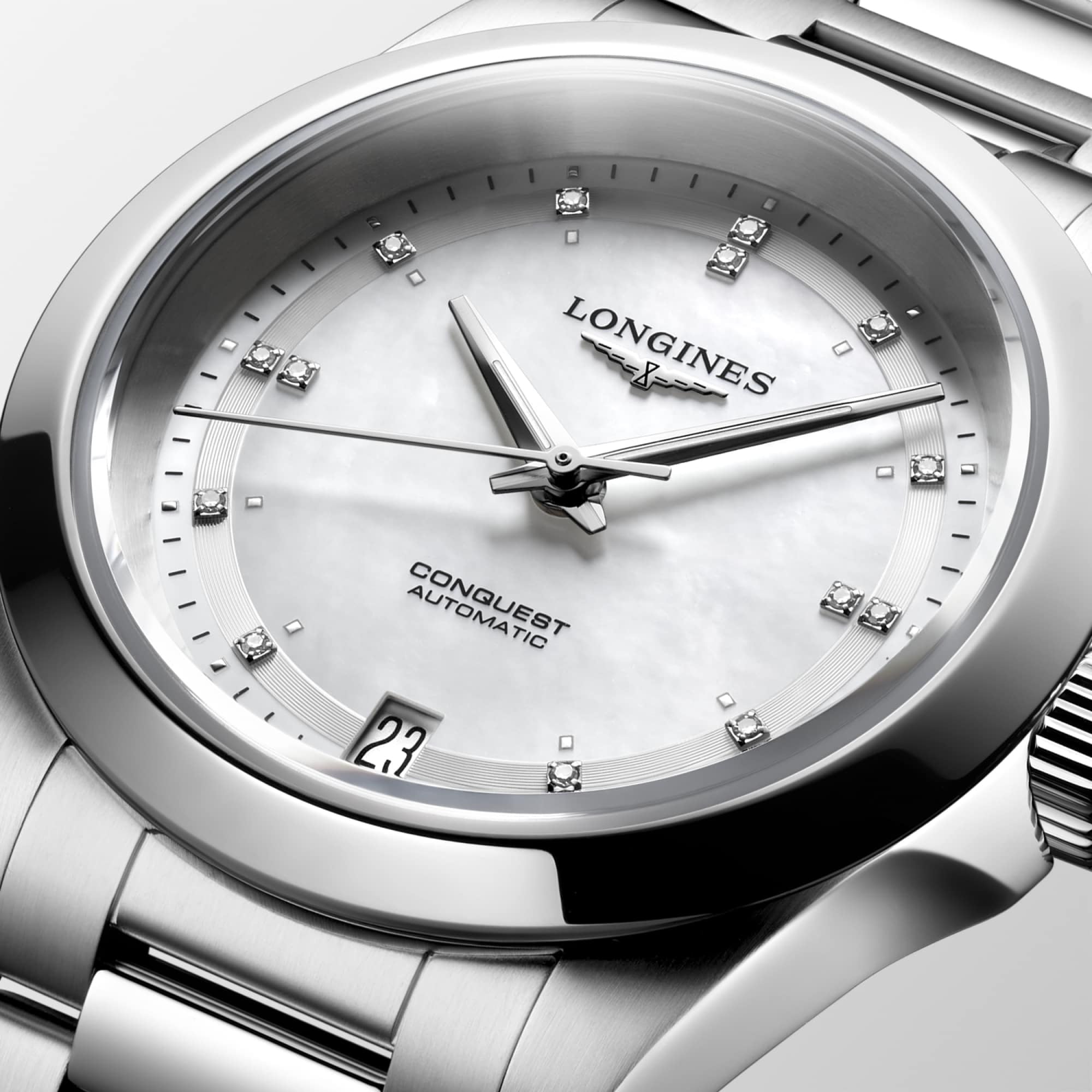 Longines L3.430.4.87.6 Conquest White Dial on Bracelet