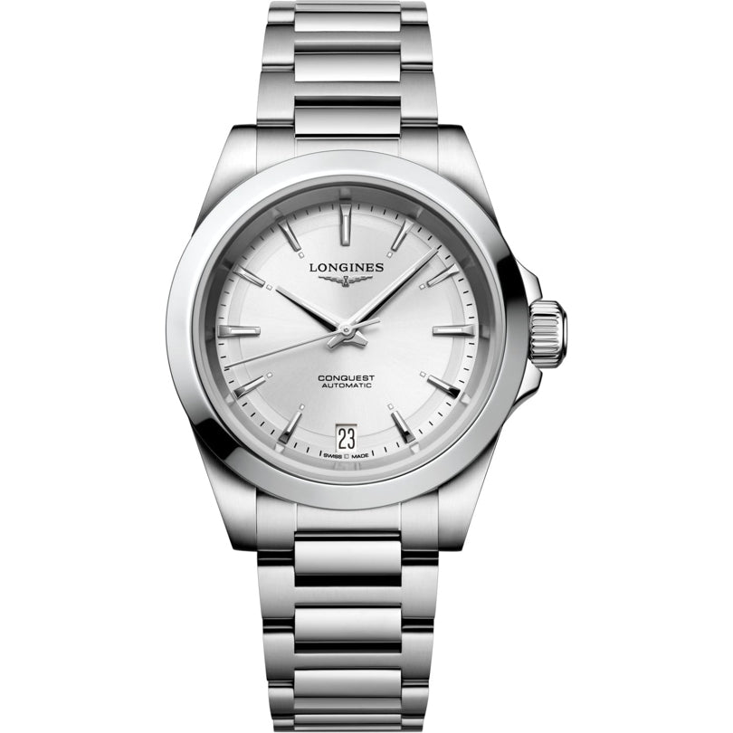 Longines L3.430.4.72.6 Conquest Sunray Silver Dial on Bracelet