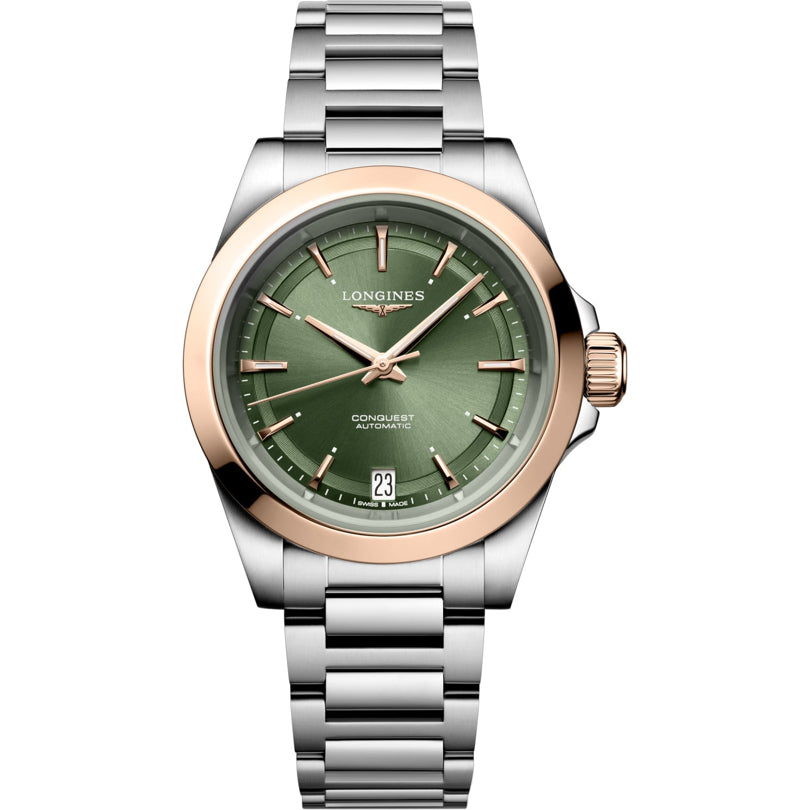 Longines L3.430.5.02.6 Conquest Sunray Green Dial on Bracelet