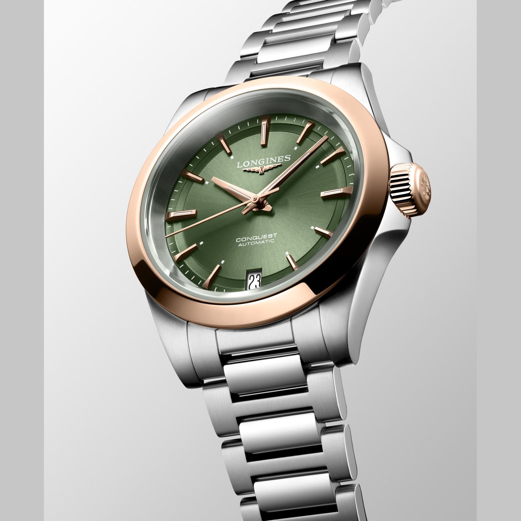 Longines L3.430.5.02.6 Conquest Sunray Green Dial on Bracelet