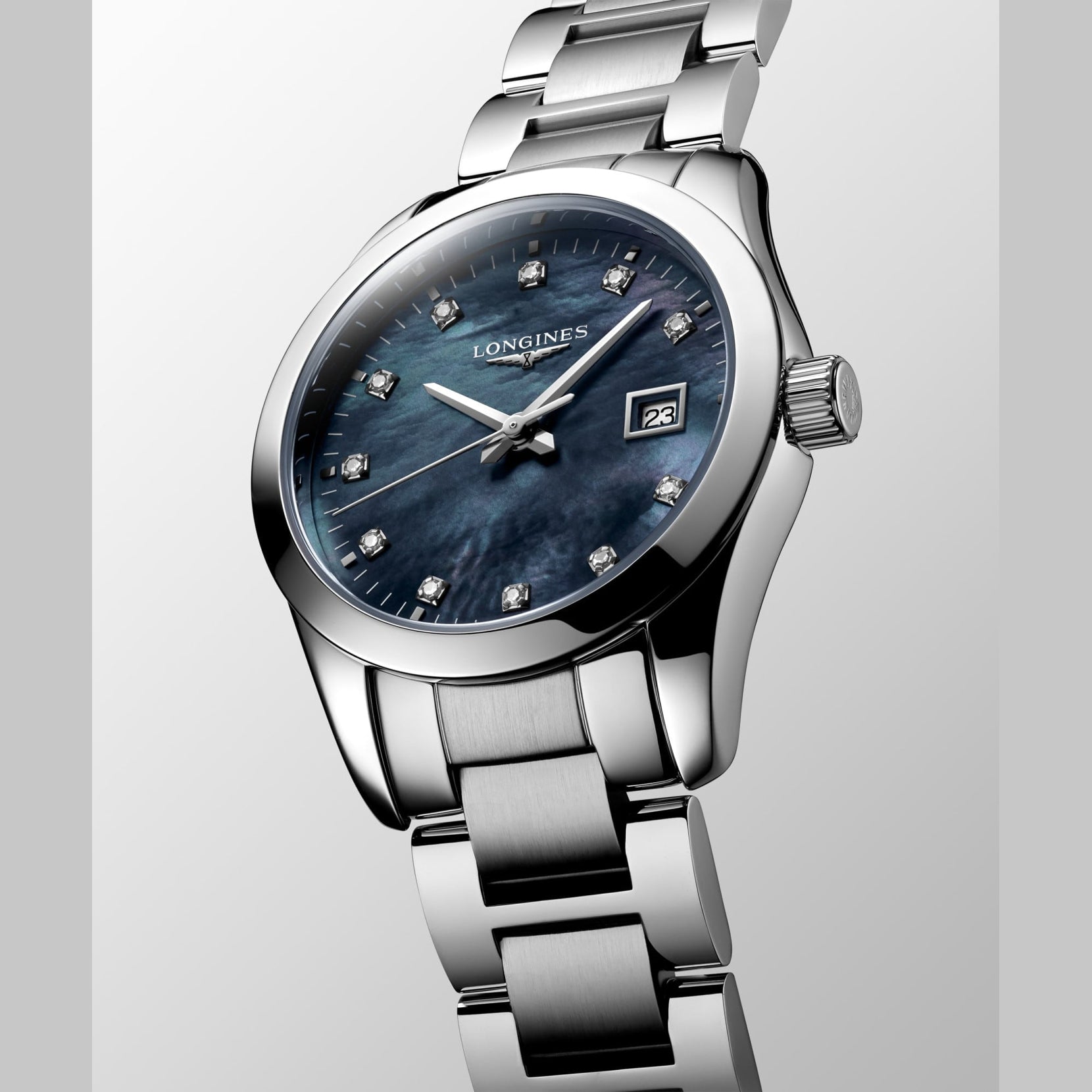 Longines  L2.286.4.88.6 Conquest Classic Black Mother-of-pearl Dial on Bracelet