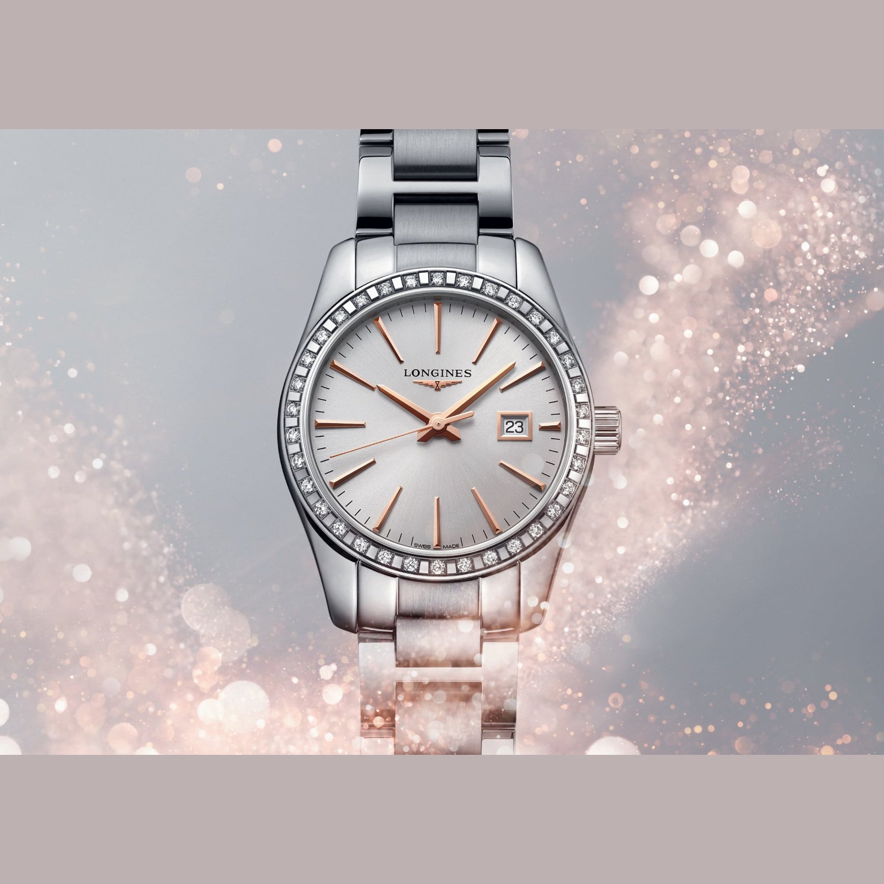Longines L2.286.0.72.6 Conquest Classic Sunray Silver Dial on Bracelet