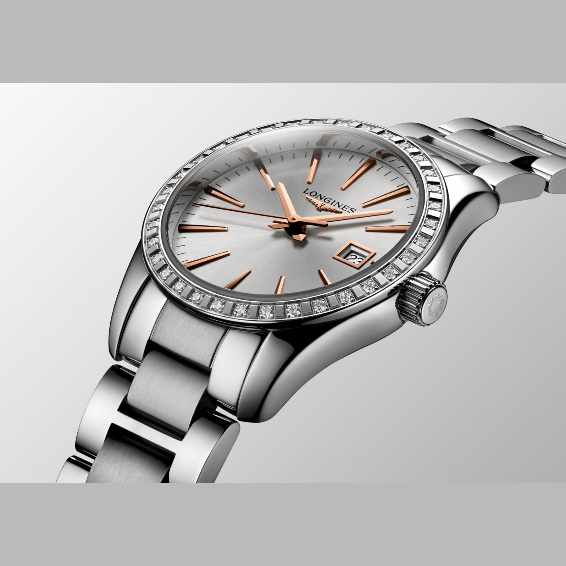 Longines L2.286.0.72.6 Conquest Classic Sunray Silver Dial on Bracelet