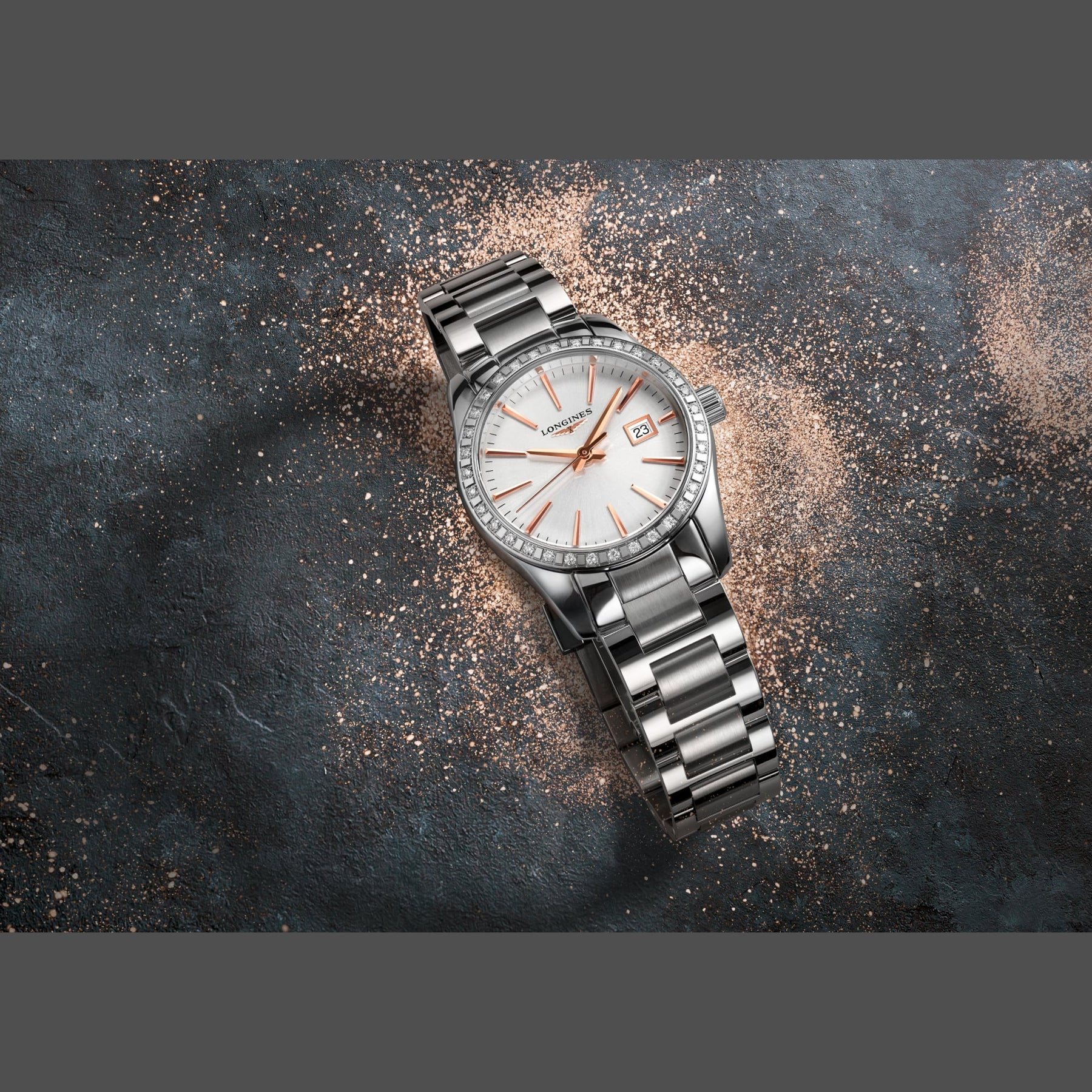 Longines L2.286.0.72.6 Conquest Classic Sunray Silver Dial on Bracelet