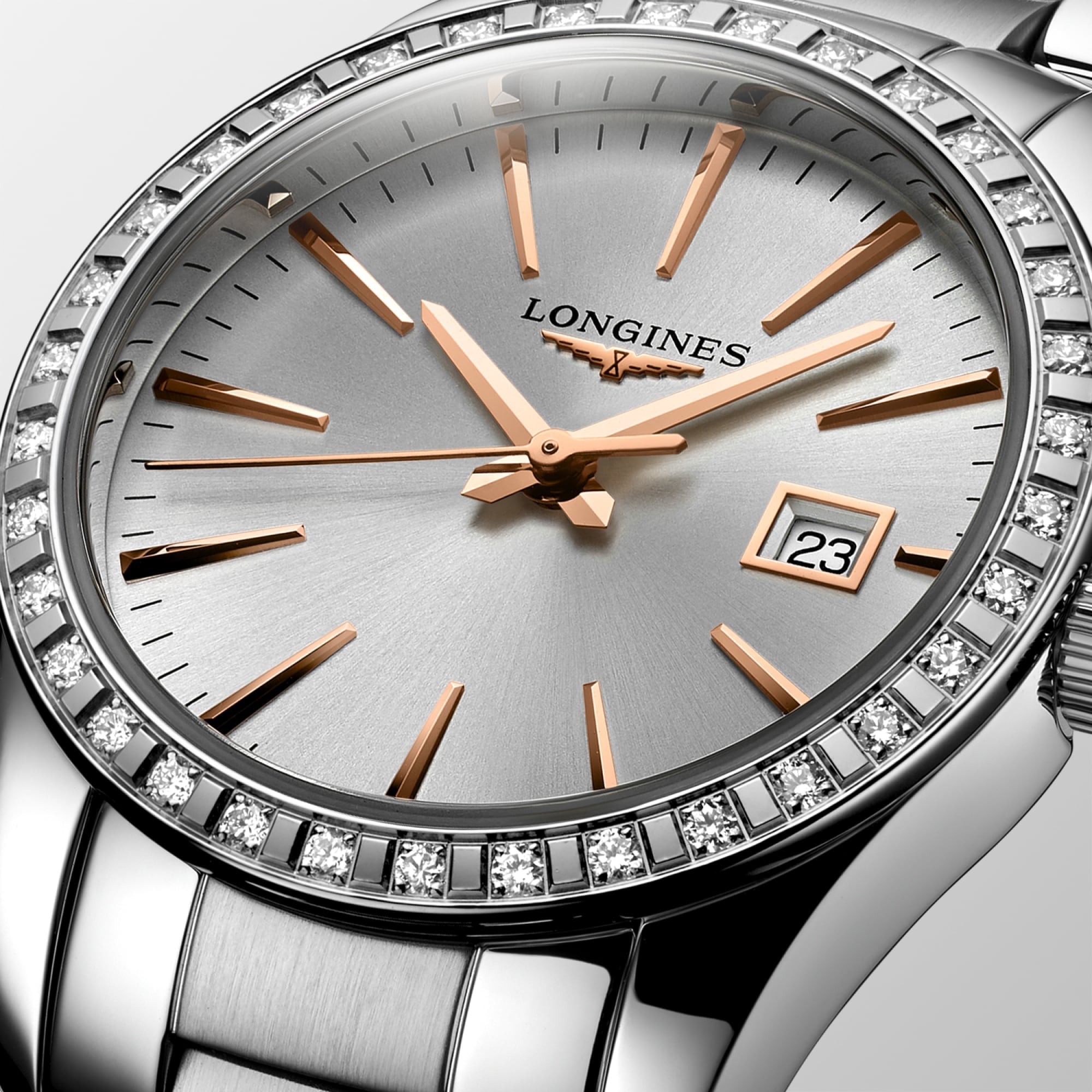 Longines L2.286.0.72.6 Conquest Classic Sunray Silver Dial on Bracelet