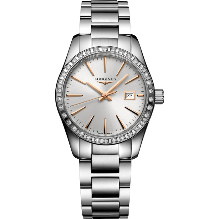 Longines L2.286.0.72.6 Conquest Classic Sunray Silver Dial on Bracelet