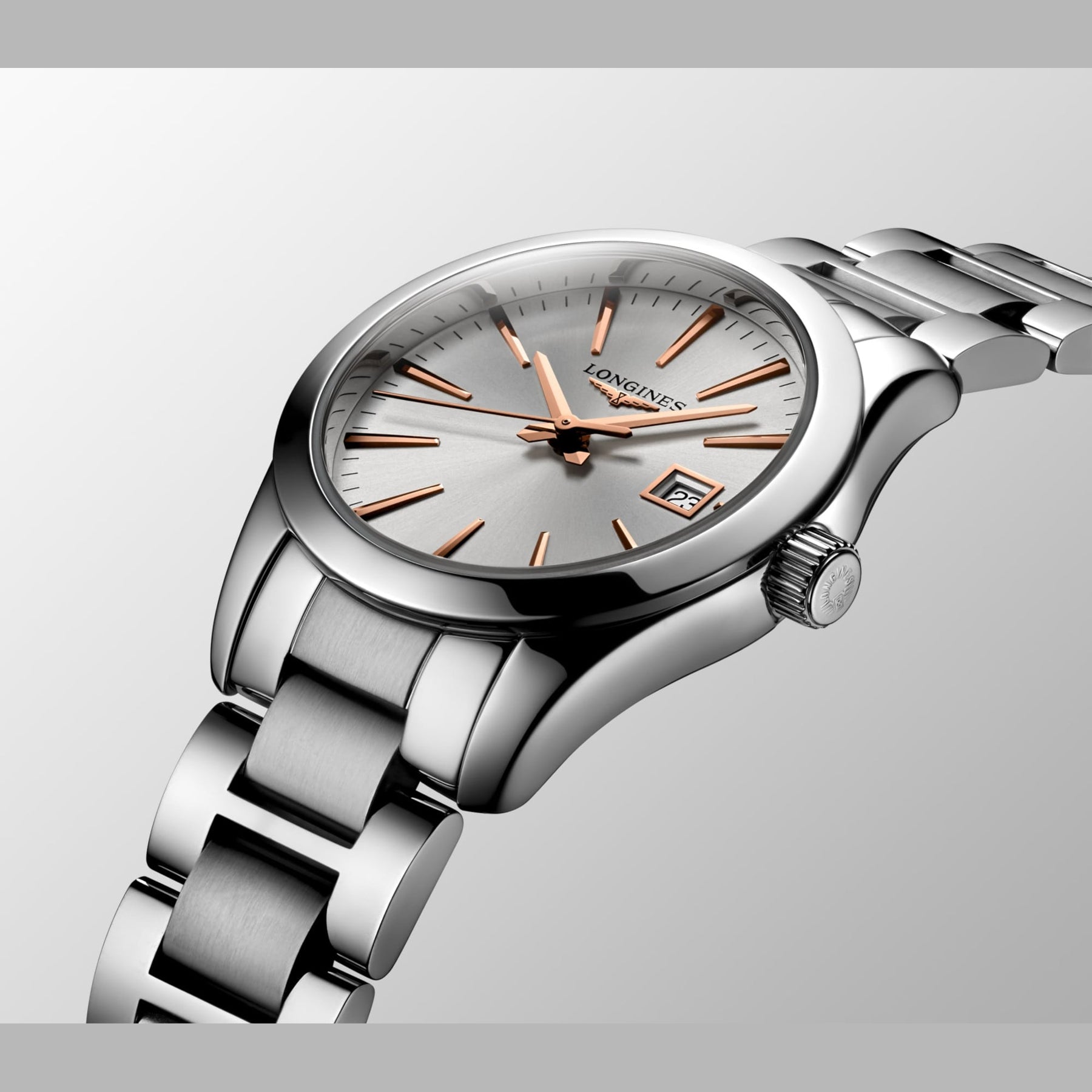 Longines L2.286.4.72.6 Conquest Classic Sunray Silver Dial on Bracelet