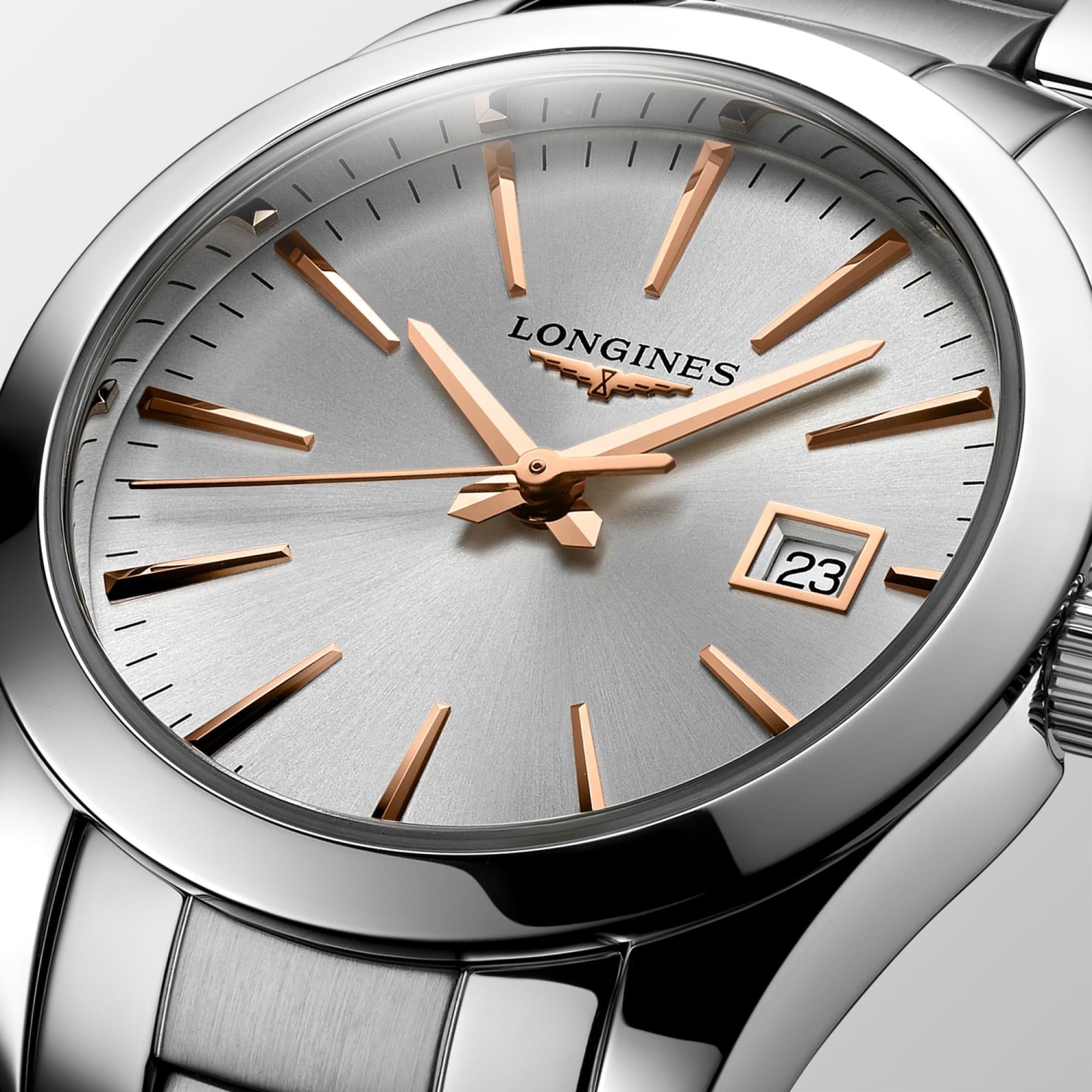 Longines L2.286.4.72.6 Conquest Classic Sunray Silver Dial on Bracelet
