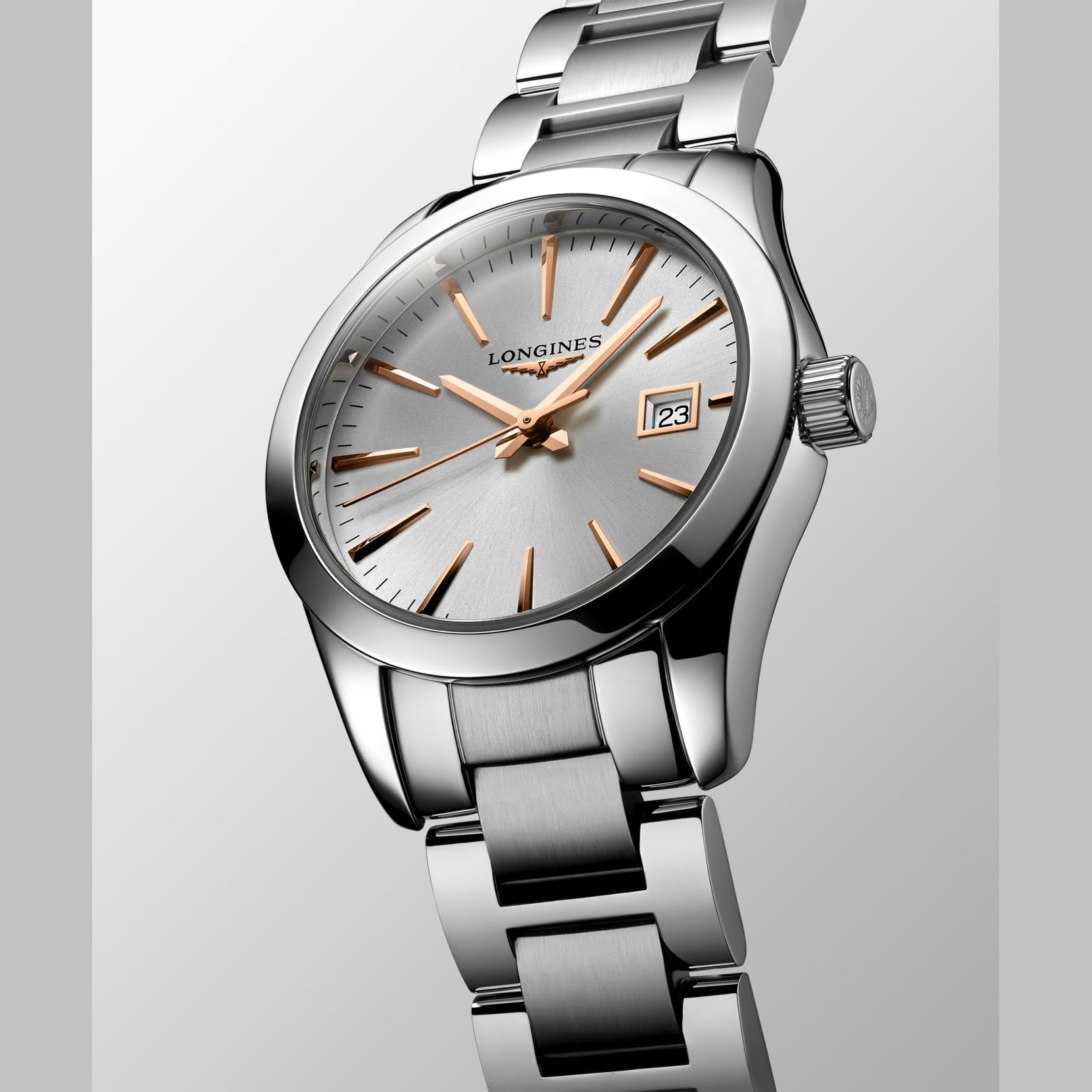 Longines L2.286.4.72.6 Conquest Classic Sunray Silver Dial on Bracelet