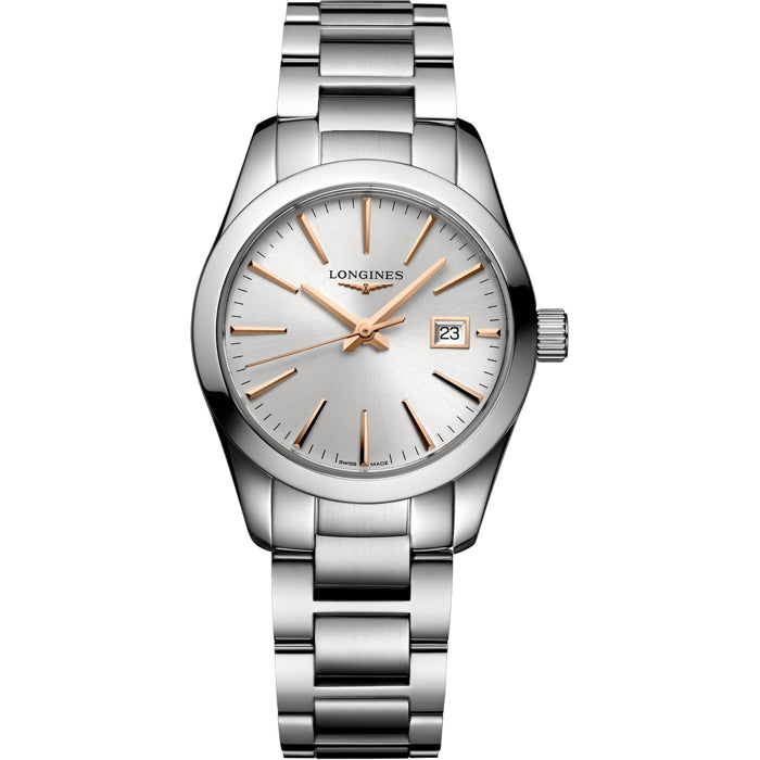 Longines L2.286.4.72.6 Conquest Classic Sunray Silver Dial on Bracelet