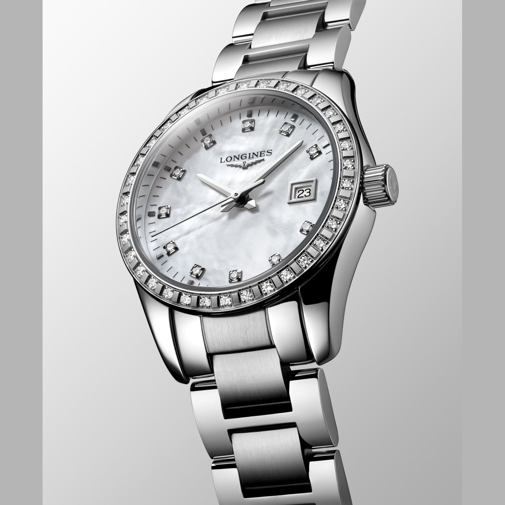 Longines L2.286.0.87.6 Conquest Classic White Mother-of-pearl Dial on Bracelet