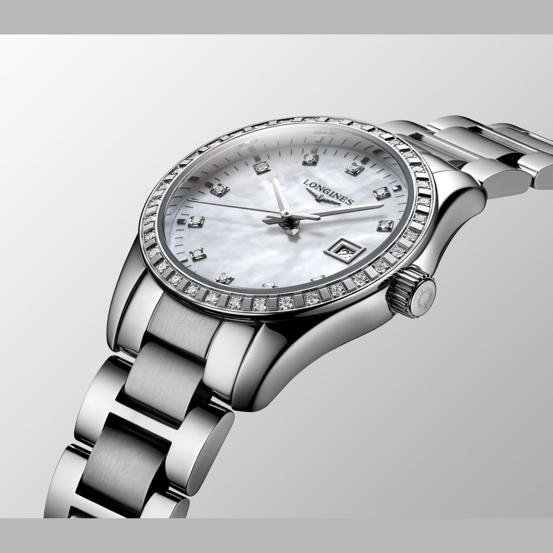 Longines L2.286.0.87.6 Conquest Classic White Mother-of-pearl Dial on Bracelet