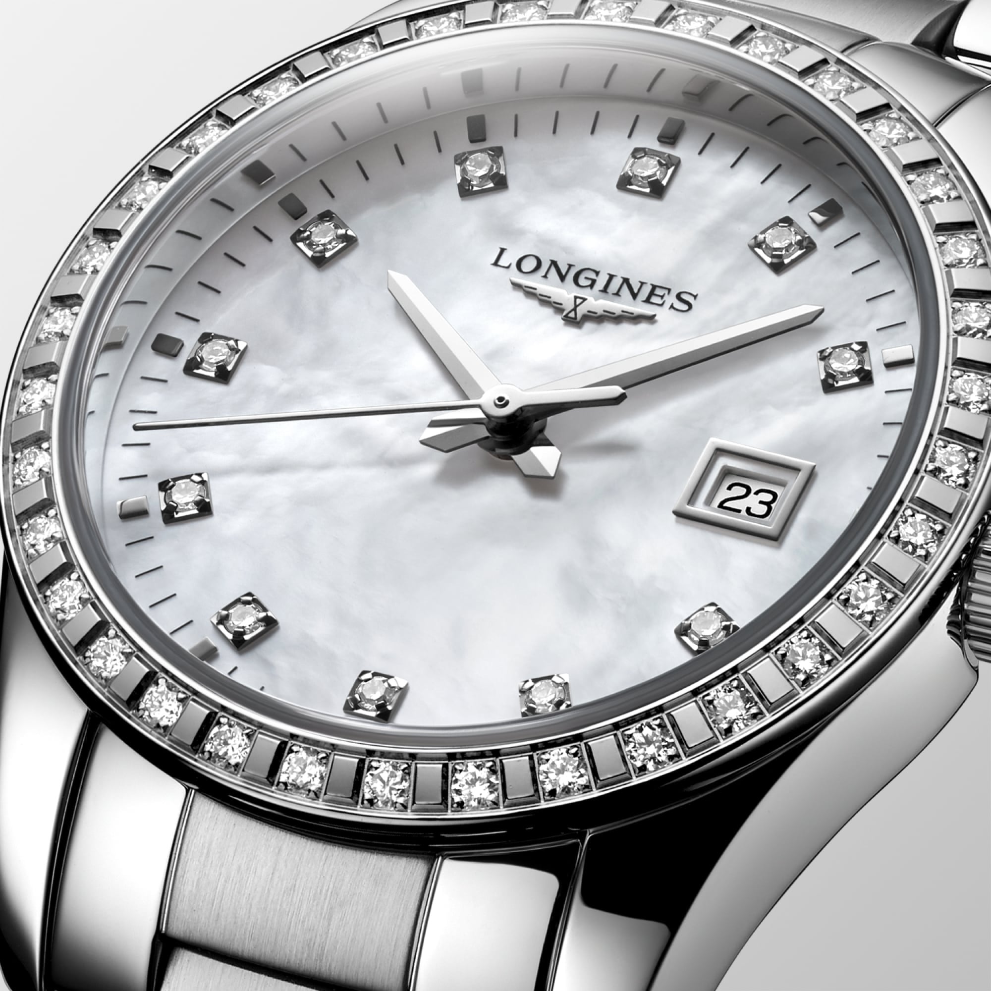 Longines L2.286.0.87.6 Conquest Classic White Mother-of-pearl Dial on Bracelet