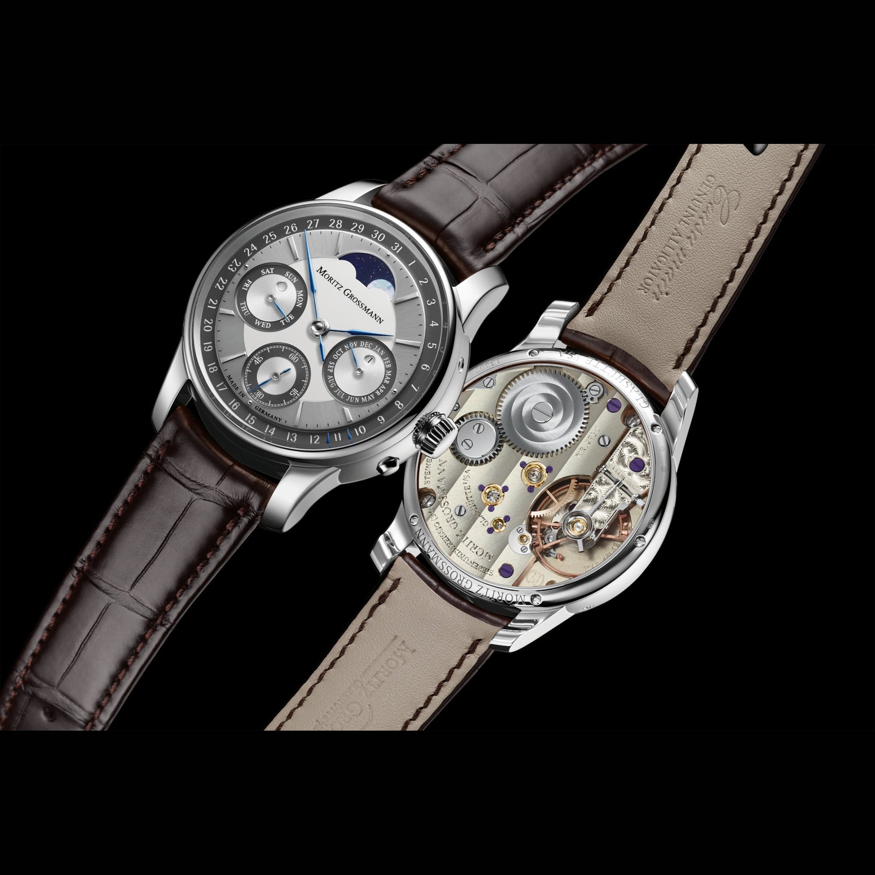 Moritz Grossmann Perpetual Calendar Platinum Argenté Anthracite