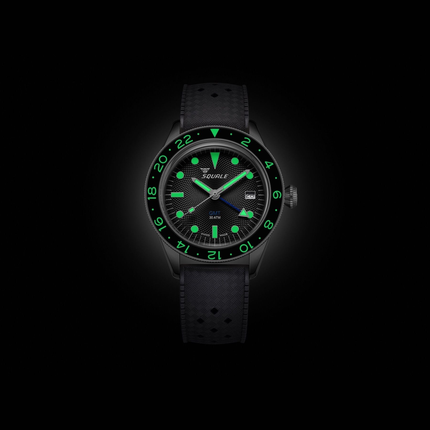Squale SUB-39 GMT "Blackfin" Black Guilloché U.S. Exclusive