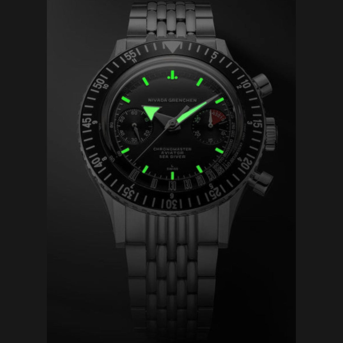 Nivada Grenchen 85041M04 Chronomaster Broad Arrow 41Mm On Beads Of Rice Bracelet