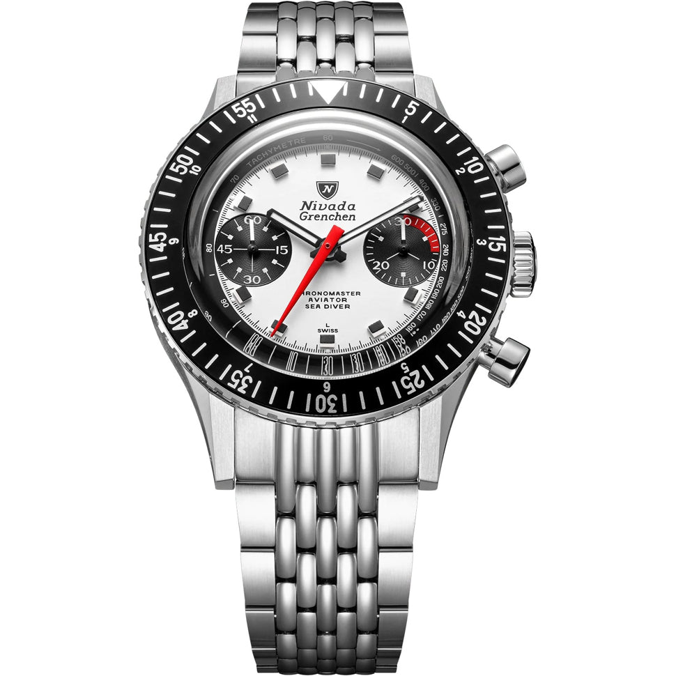 Nivada Grenchen 85241M04 Chronomaster Panda 41mm on Beads of Rice Bracelet