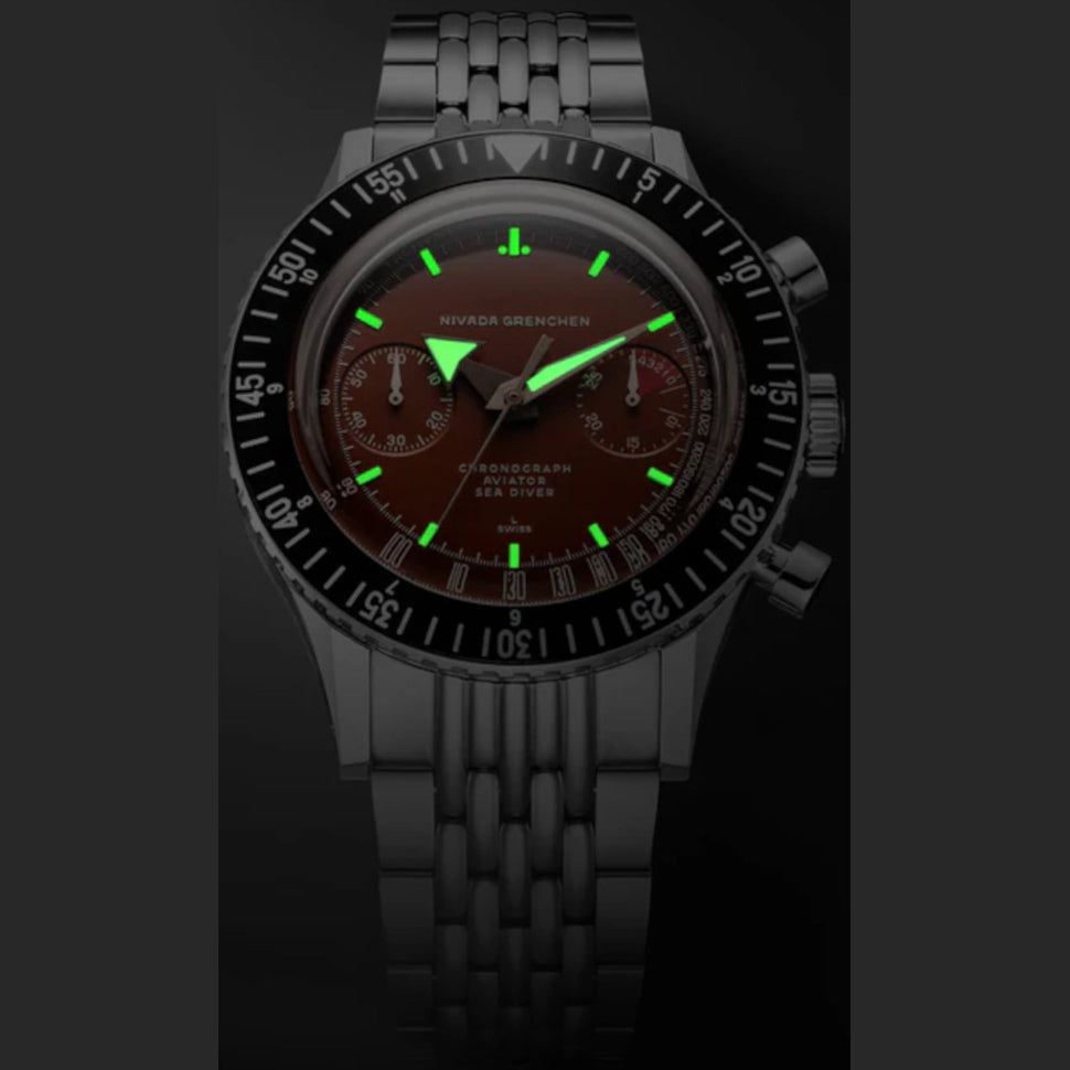 Nivada Grenchen 85141M04 Chronomaster Tropical 41mm on Beads Of Rice Bracelet