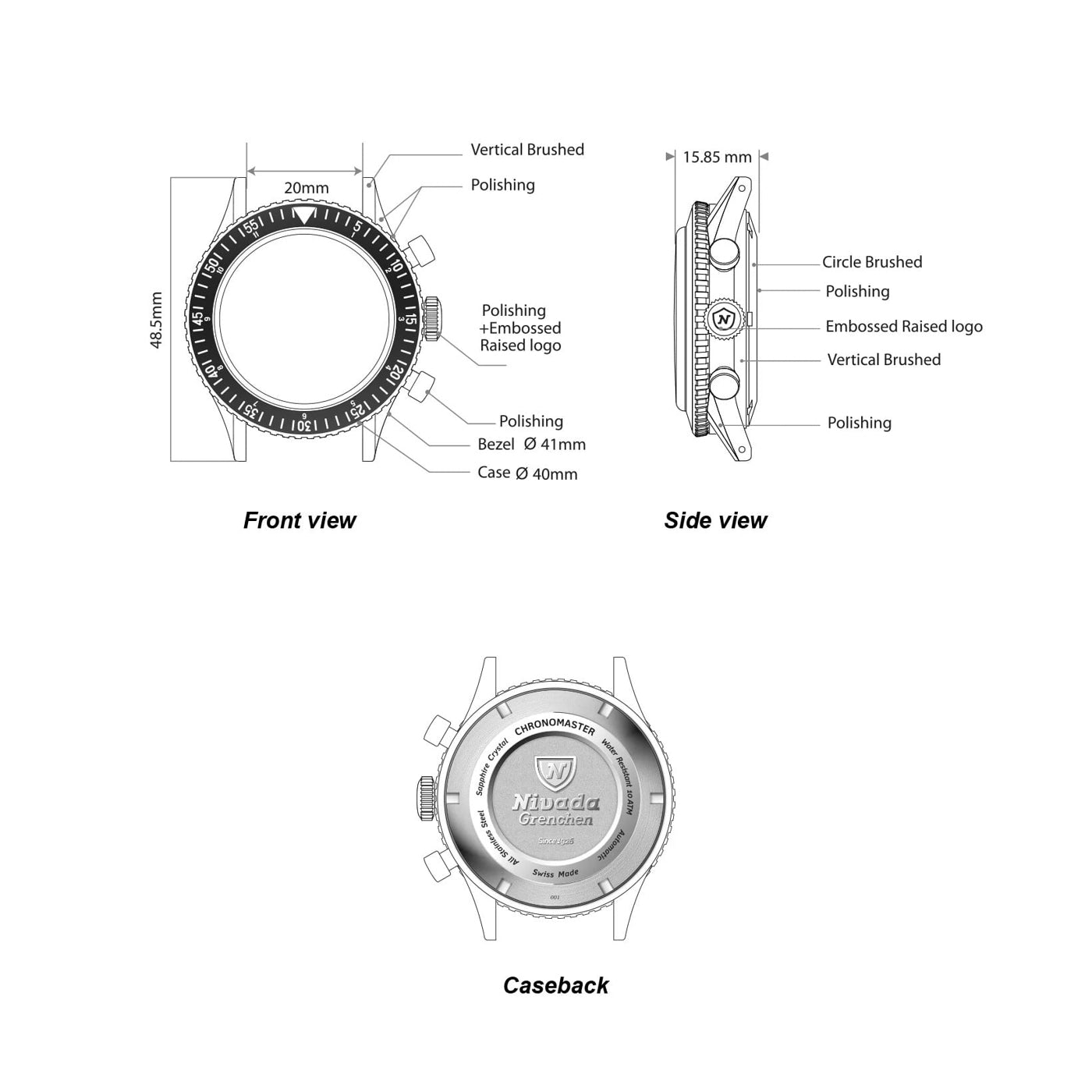 Nivada Grenchen 85041M10 Chronomaster Broad Arrow 41mm