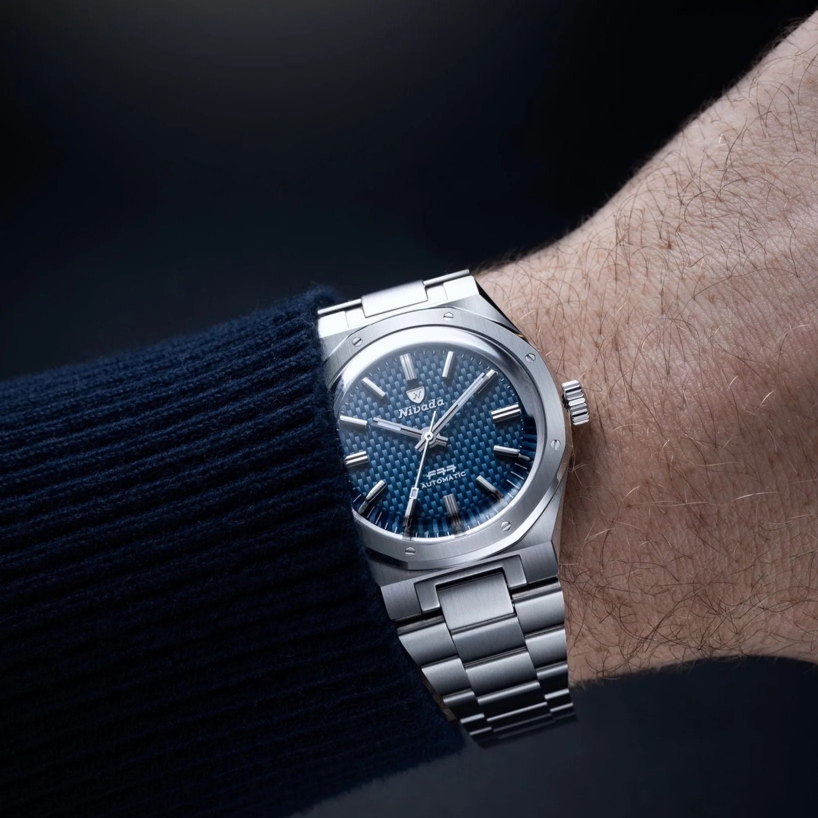 Nivada Grenchen F77 Blue No Date 68041A77B