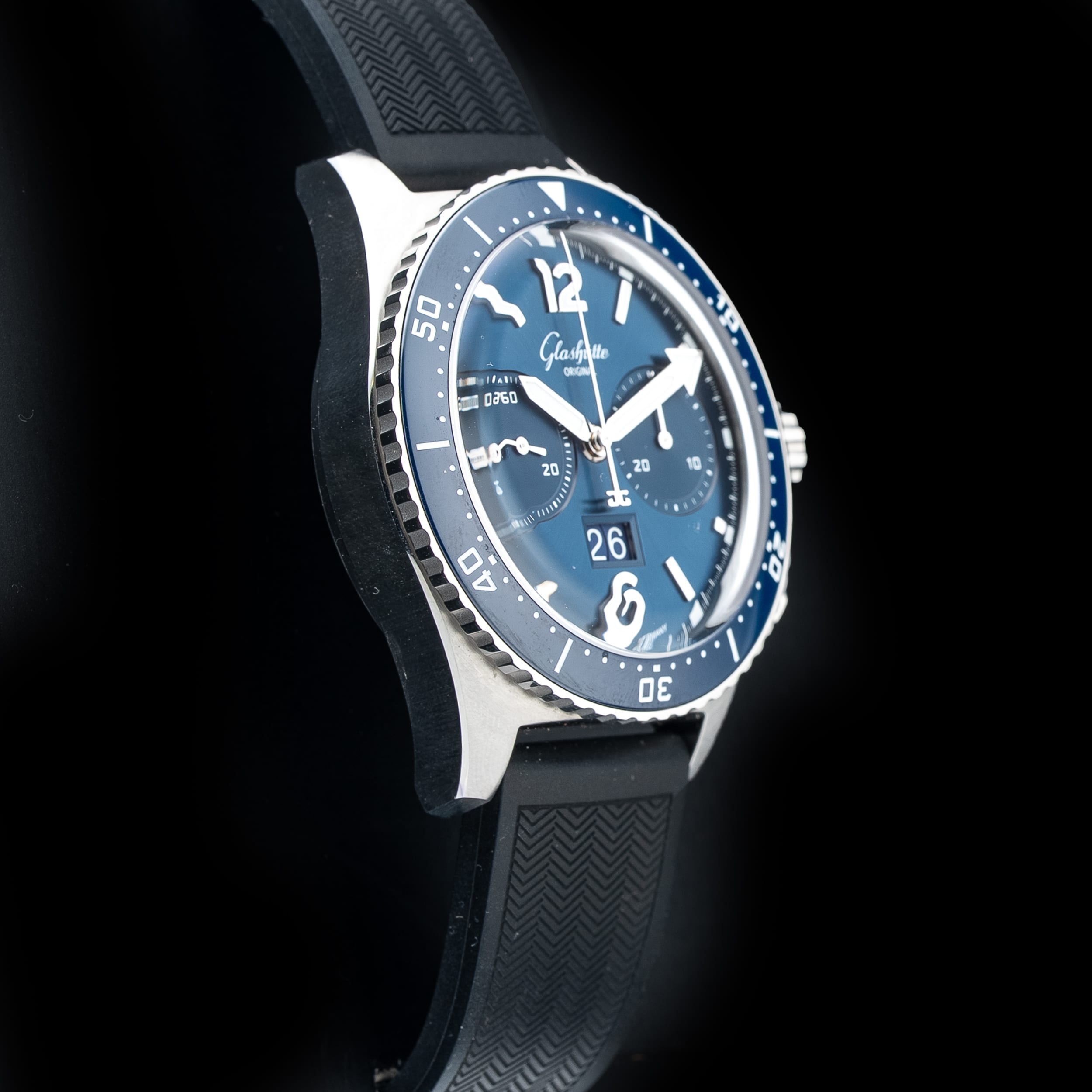 Glashütte Original 1-37-23-02-81-33 SeaQ Chronograph Blue Dial On Rubber Strap
