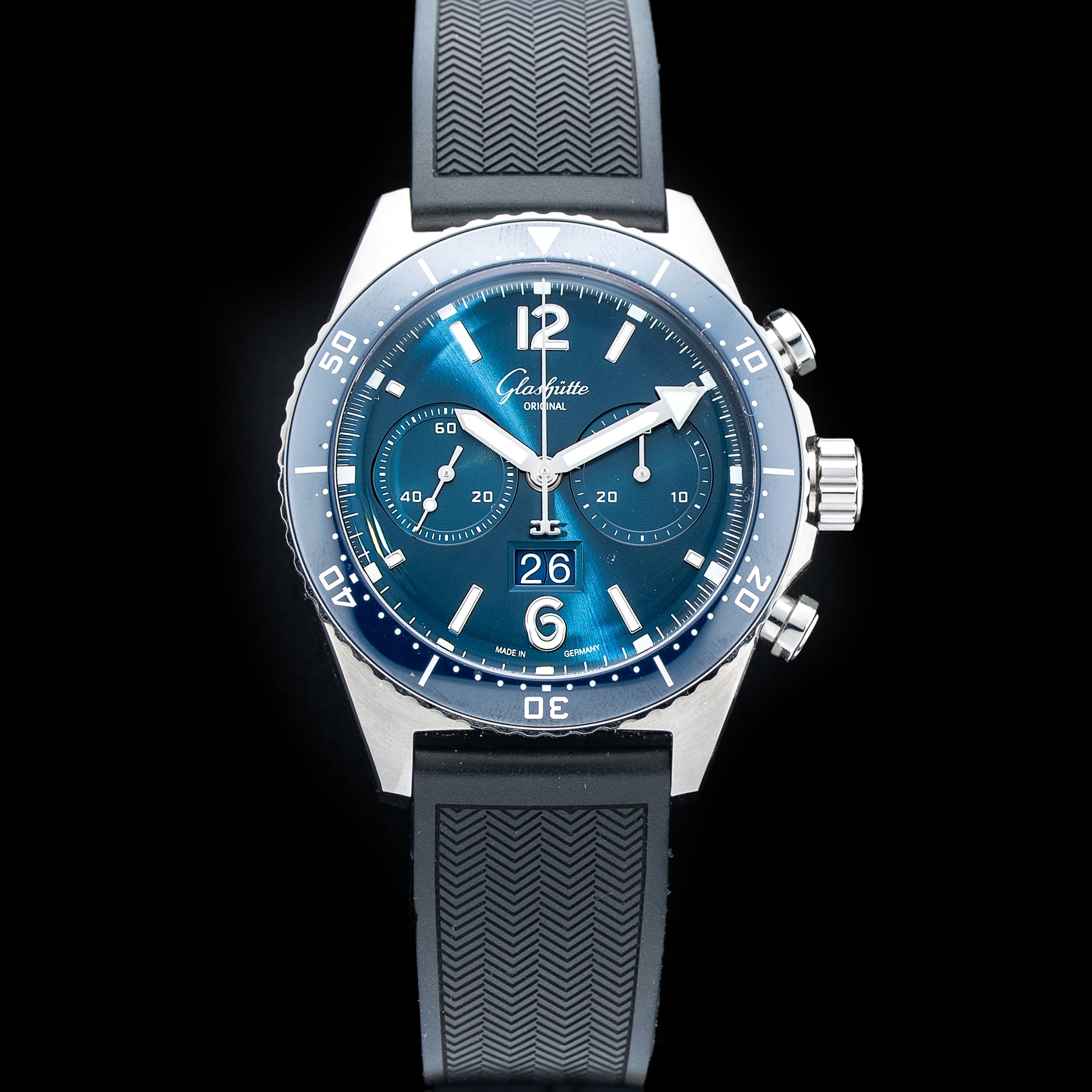 Glashütte Original 1-37-23-02-81-33 SeaQ Chronograph Blue Dial On Rubber Strap