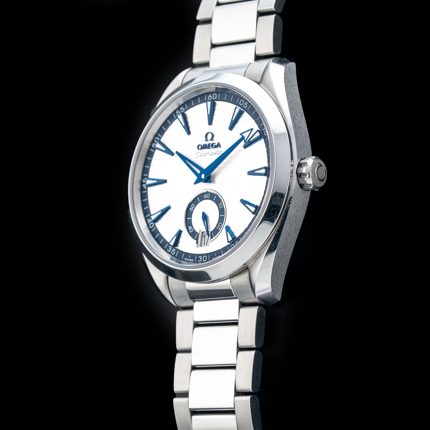 Omega 220.10.41.21.02.004 Aqua Terra 150M Small Seconds Silver Blue Dial on Bracelet