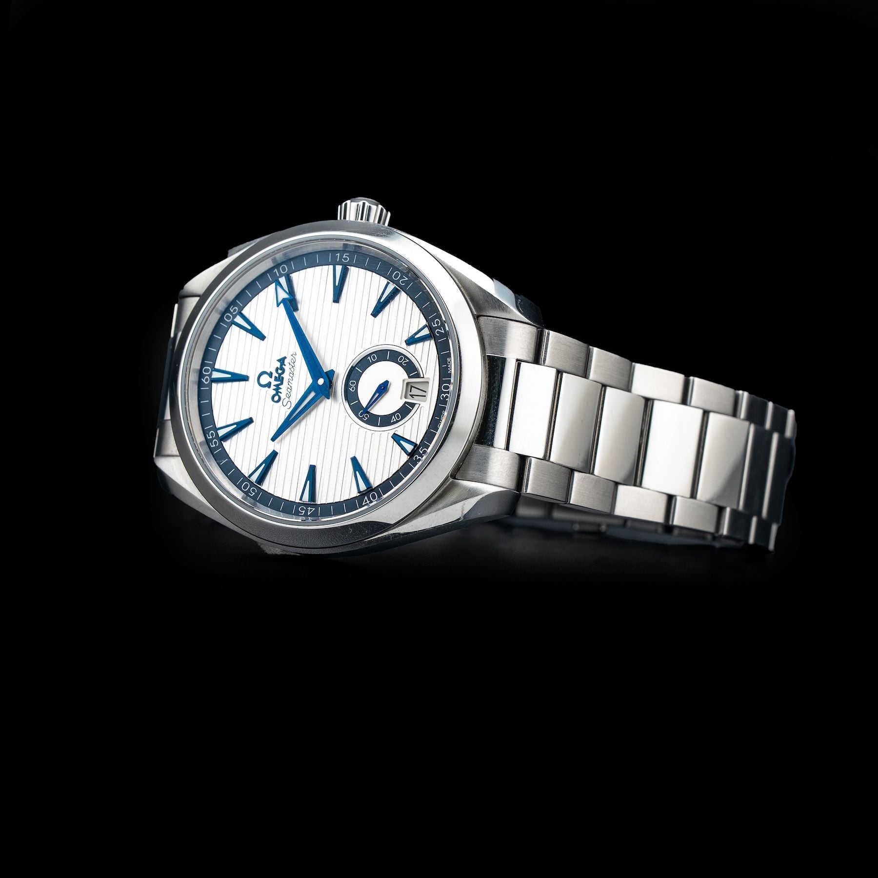 Omega 220.10.41.21.02.004 Aqua Terra 150M Small Seconds Silver Blue Dial on Bracelet