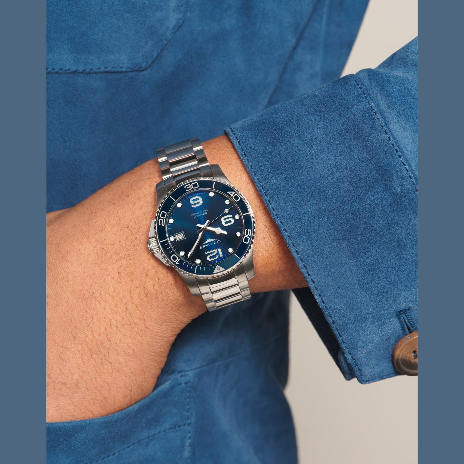 Longines Hydroconquest Sunray Blue Dial on Bracelet L3.780.4.96.6