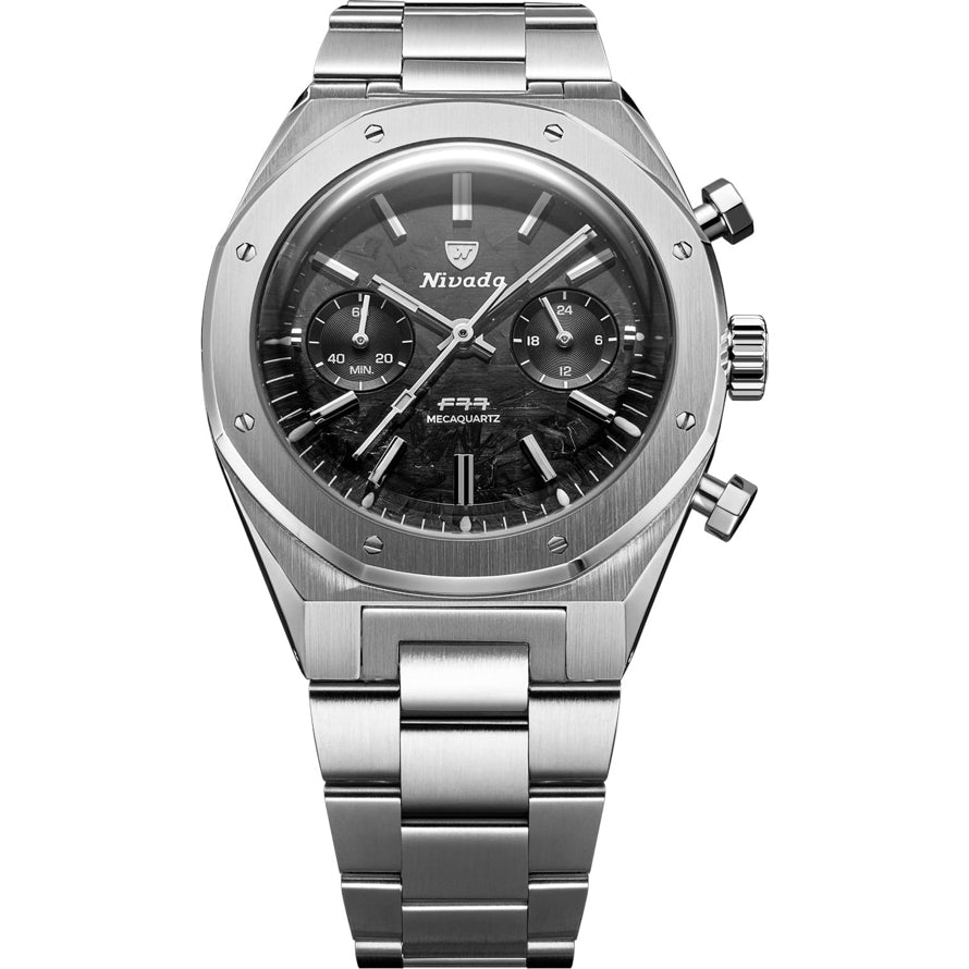 Nivada Grenchen 68002Q77 F77 Chrono Mecaquartz Carbon 38mm