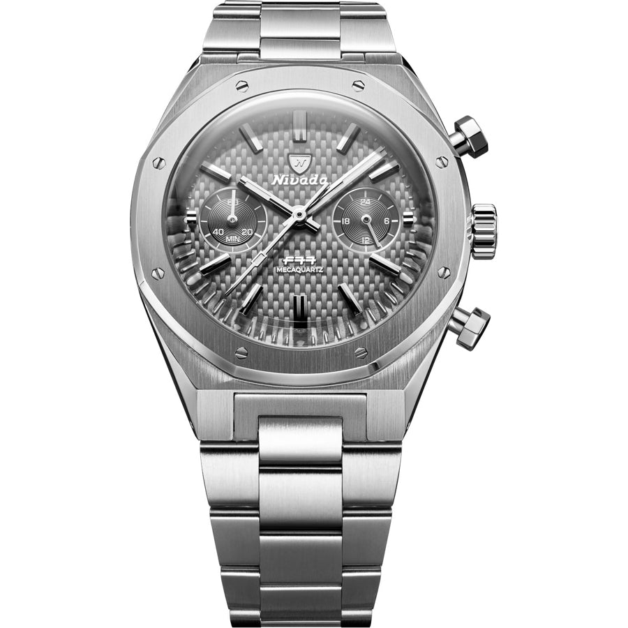 Nivada Grenchen 68001Q77 F77 Chrono Mecaquartz Grey 38mm