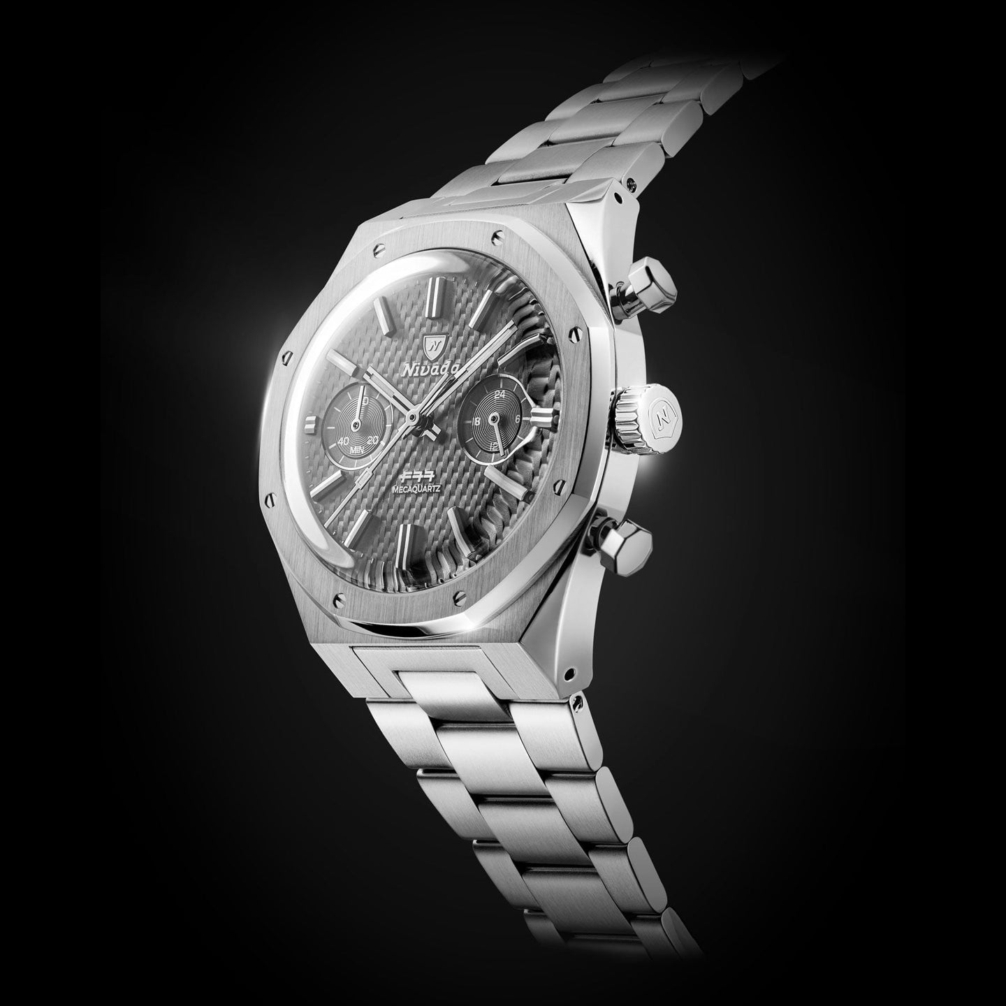 Nivada Grenchen 68001Q77 F77 Chrono Mecaquartz Grey 38Mm