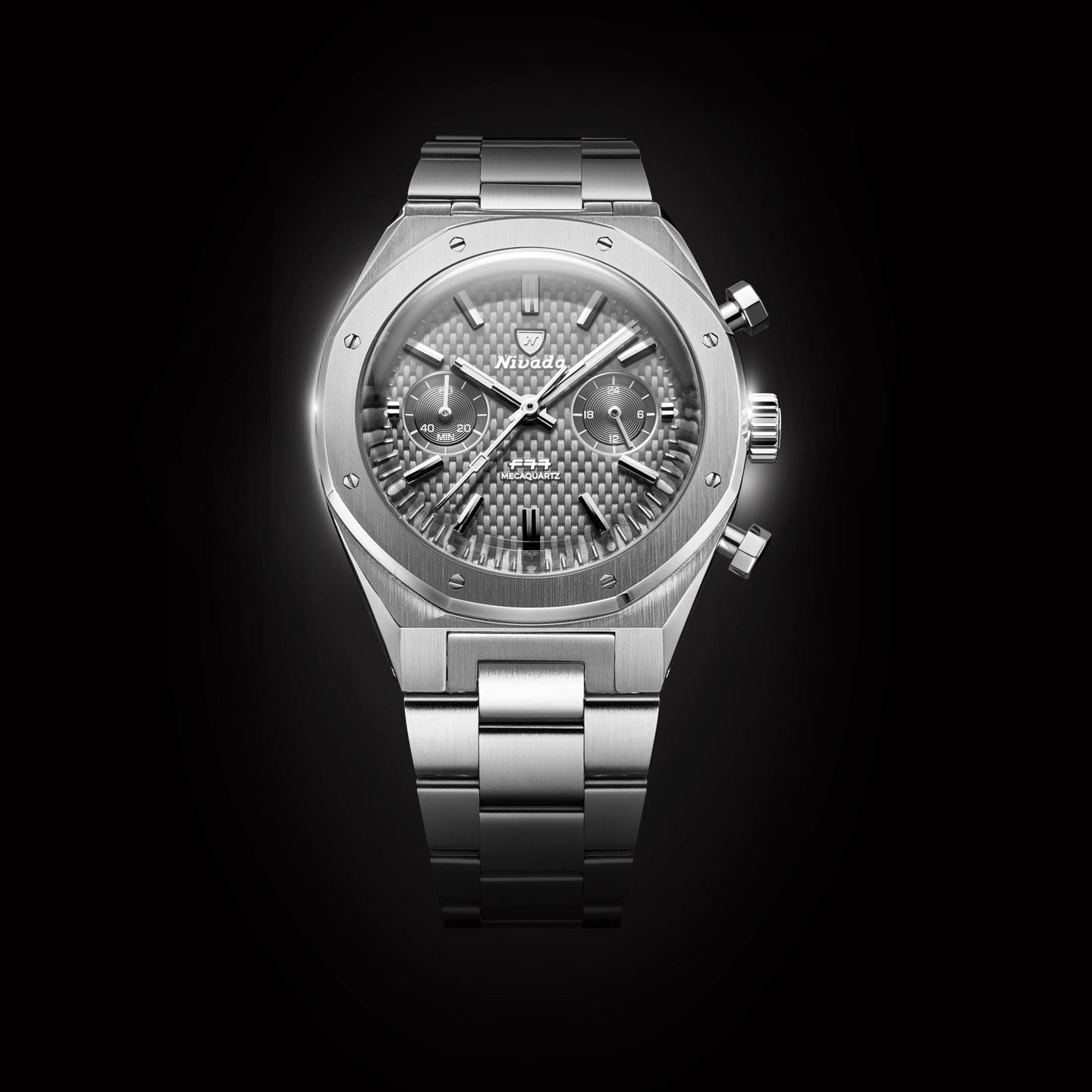 Nivada Grenchen 68001Q77 F77 Chrono Mecaquartz Grey 38mm