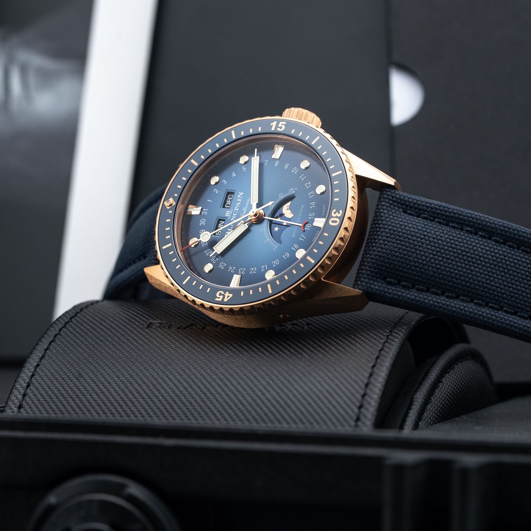 Blancpain Fifty Fathoms Bathyscaphe Complete Calendar Gold 5054 3640 O52B