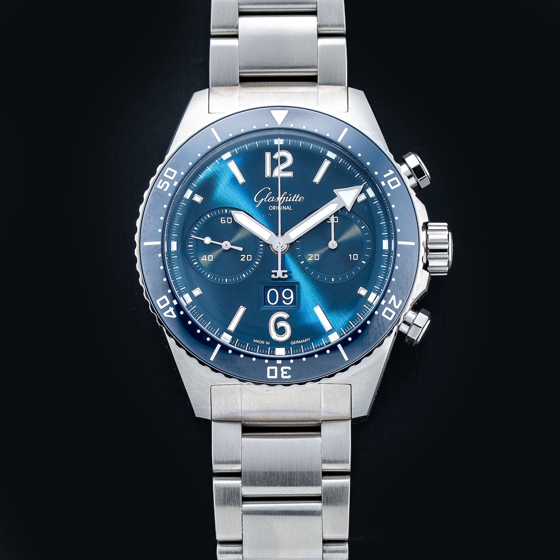 Glashütte Original 1-37-23-02-81-70 SeaQ Chronograph Blue Dial on Bracelet