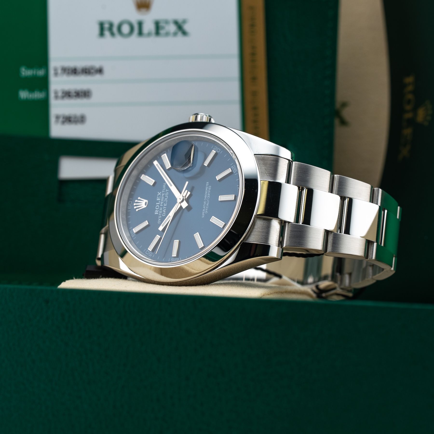 Rolex Datejust 41 Smooth 126300-0001 Blue Dial Stainless Steel Oyster
