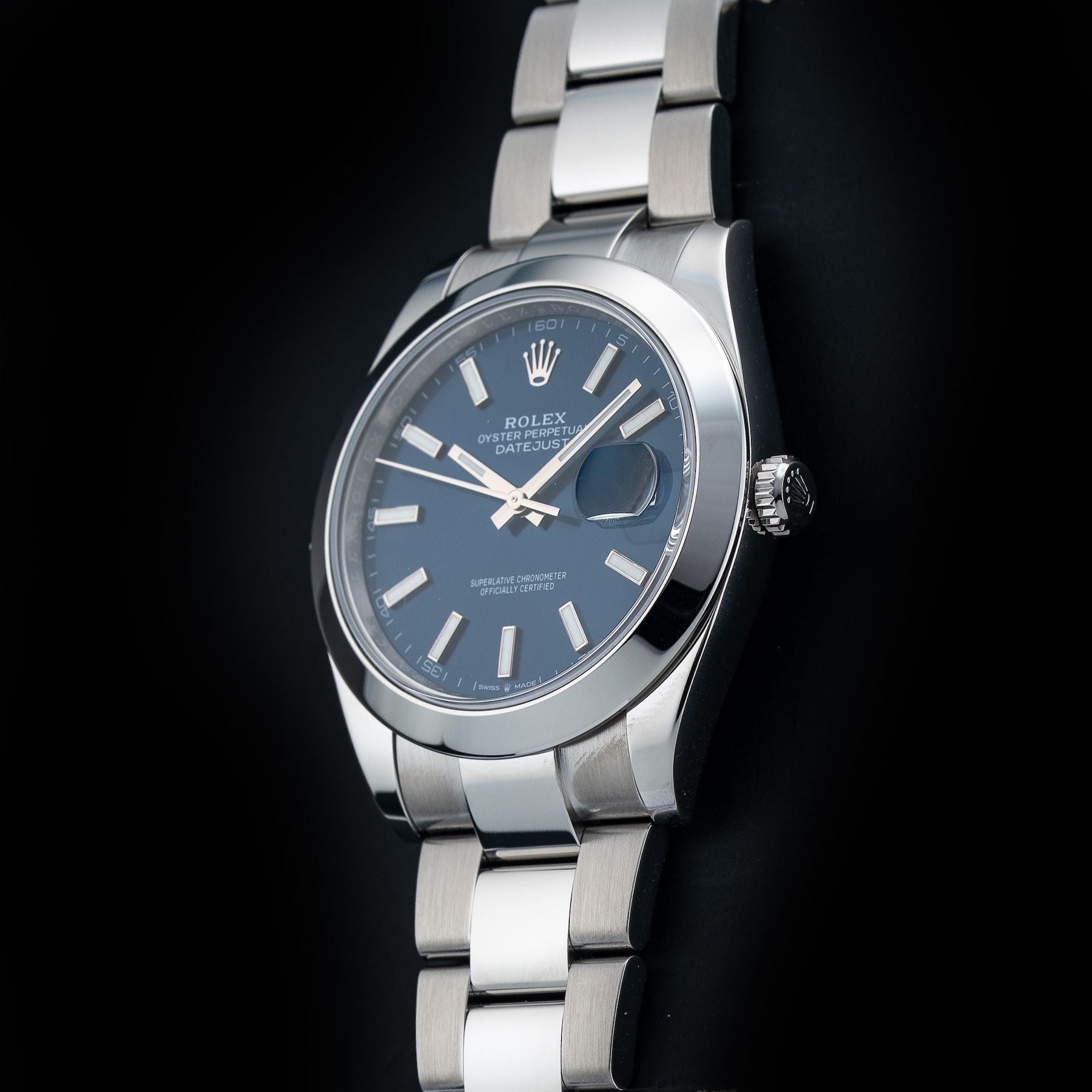 Rolex Datejust 41 Smooth 126300-0001 Blue Dial Stainless Steel Oyster