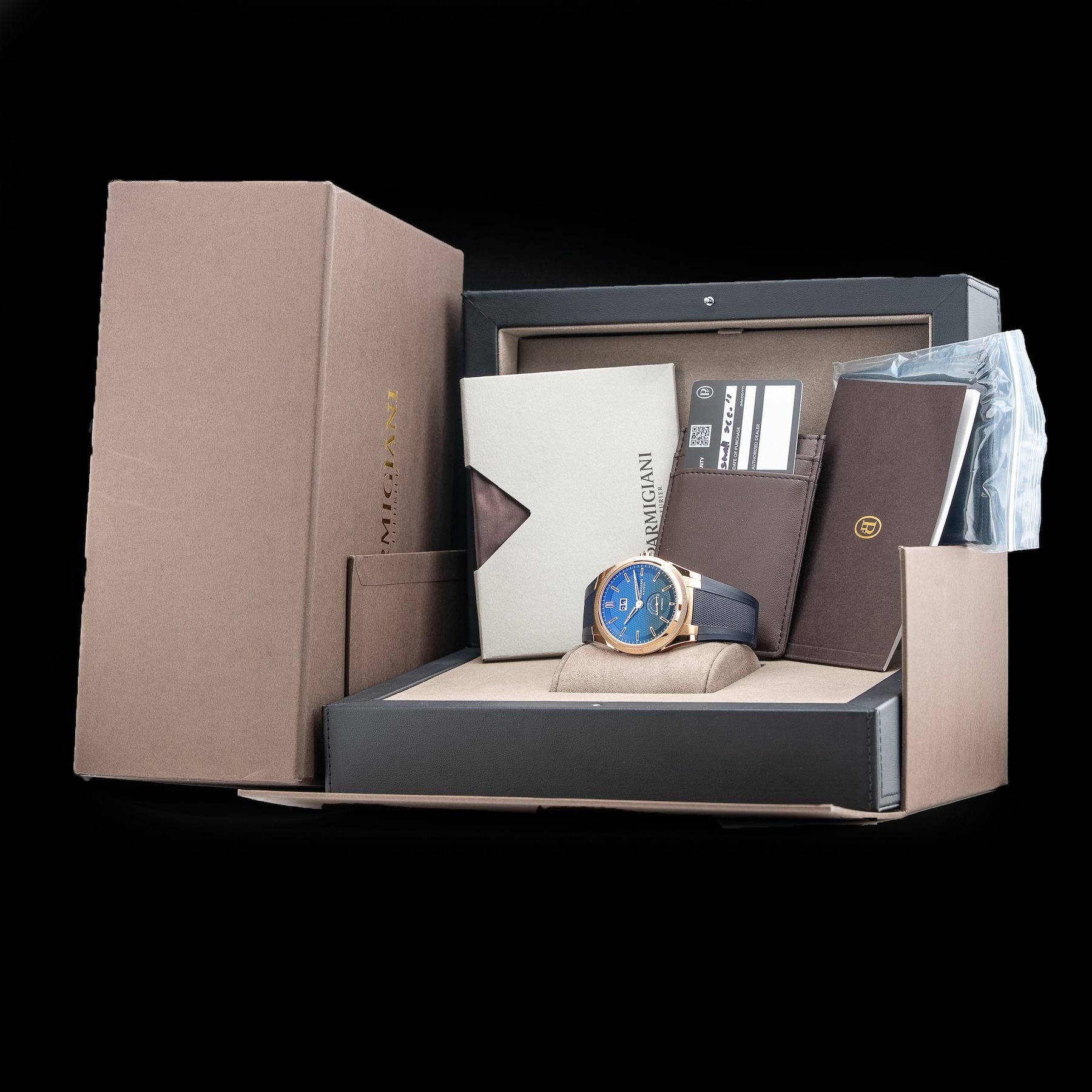 Parmigiani Fleurier PFC910-1500340-X03182 Tonda GT Small Seconds Blue Guilloche Dial 18k Rose Gold