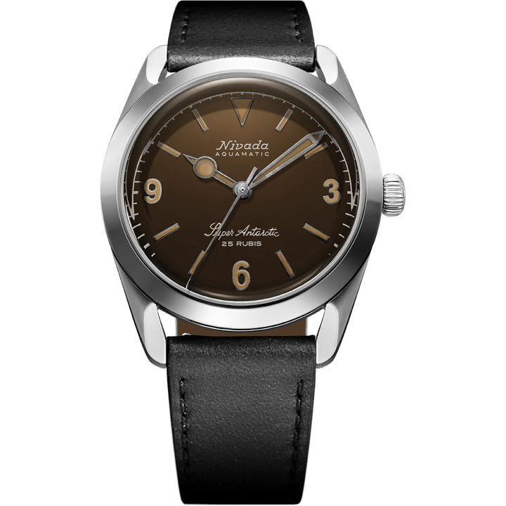 Nivada Grenchen 32031A17 Super Antarctic 3.6.9 Black Leather Strap