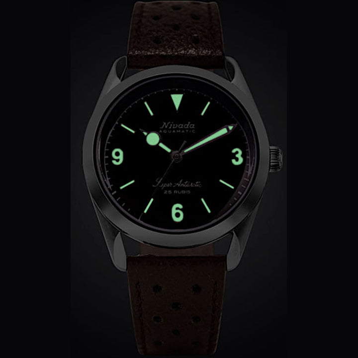 Nivada Grenchen 32031A17 Super Antarctic 3.6.9 Black Leather Strap