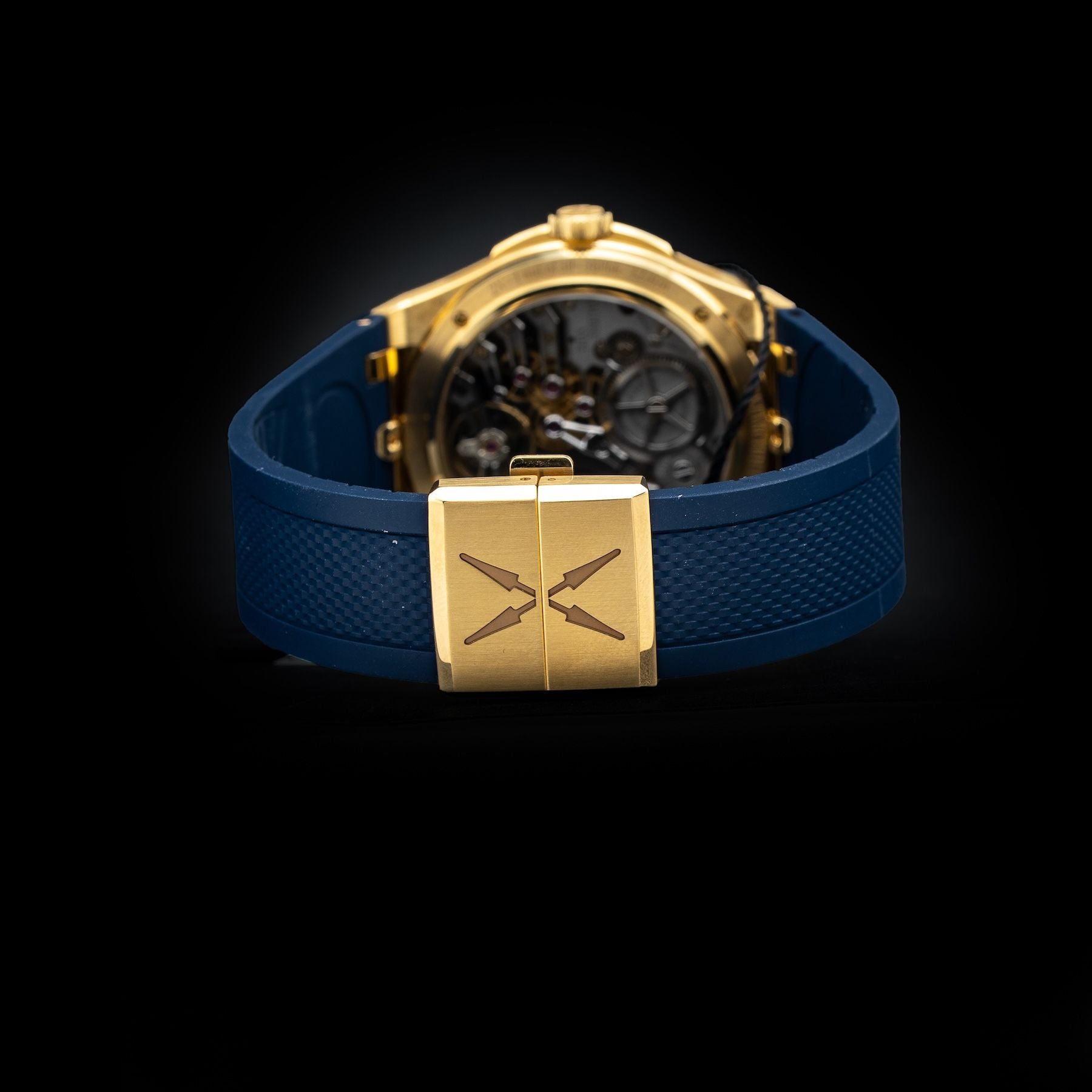 Czapek Antarctique Mount Erebus Deep Blue Yellow Gold on Rubber Strap