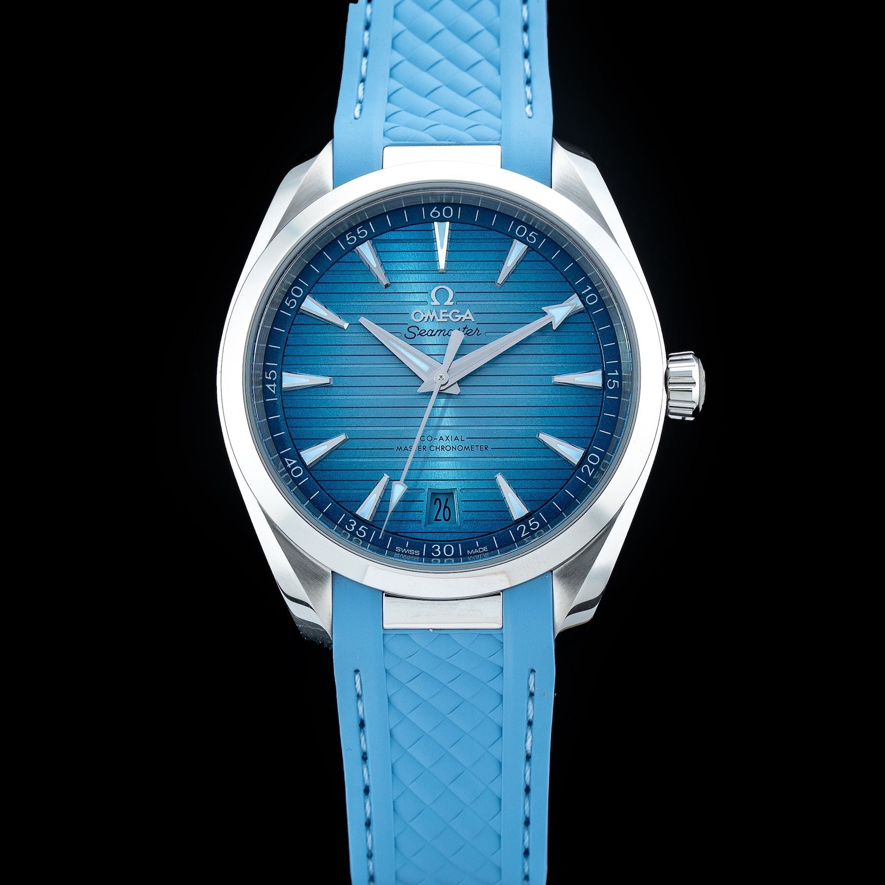 Omega 220.12.41.21.03.008 Seamaster Aqua Terra 150M Co-Axial Master Chronometer Summer Blue On Strap