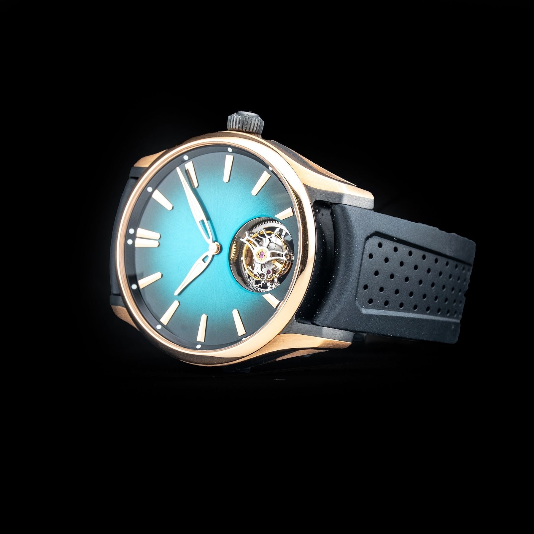H. Moser & Cie. 3804-0901 Tourbillon Red Gold Titanium Dlc Turquoise Fumé Dial