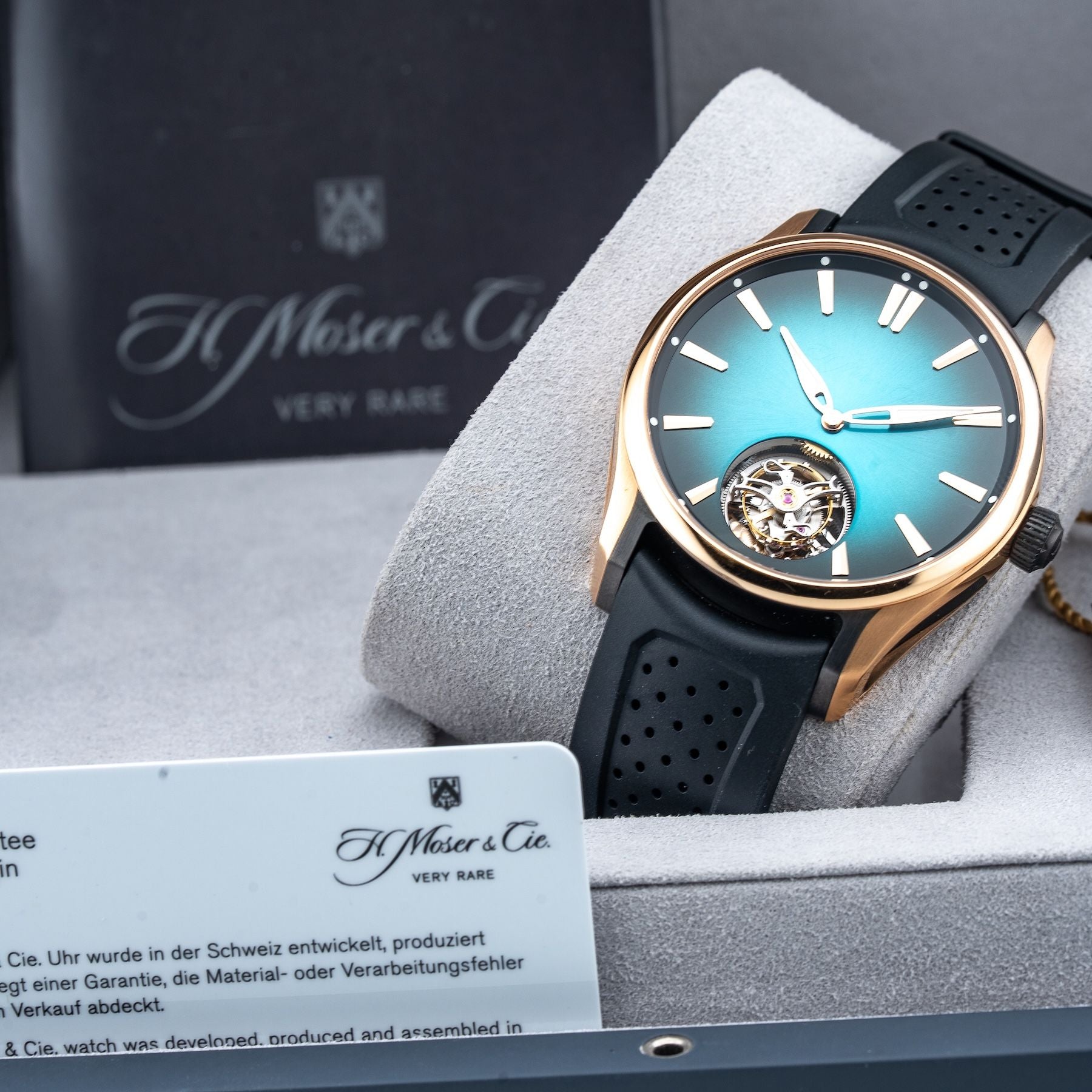 H. Moser & Cie. 3804-0901 Tourbillon Red Gold Titanium Dlc Turquoise Fumé Dial